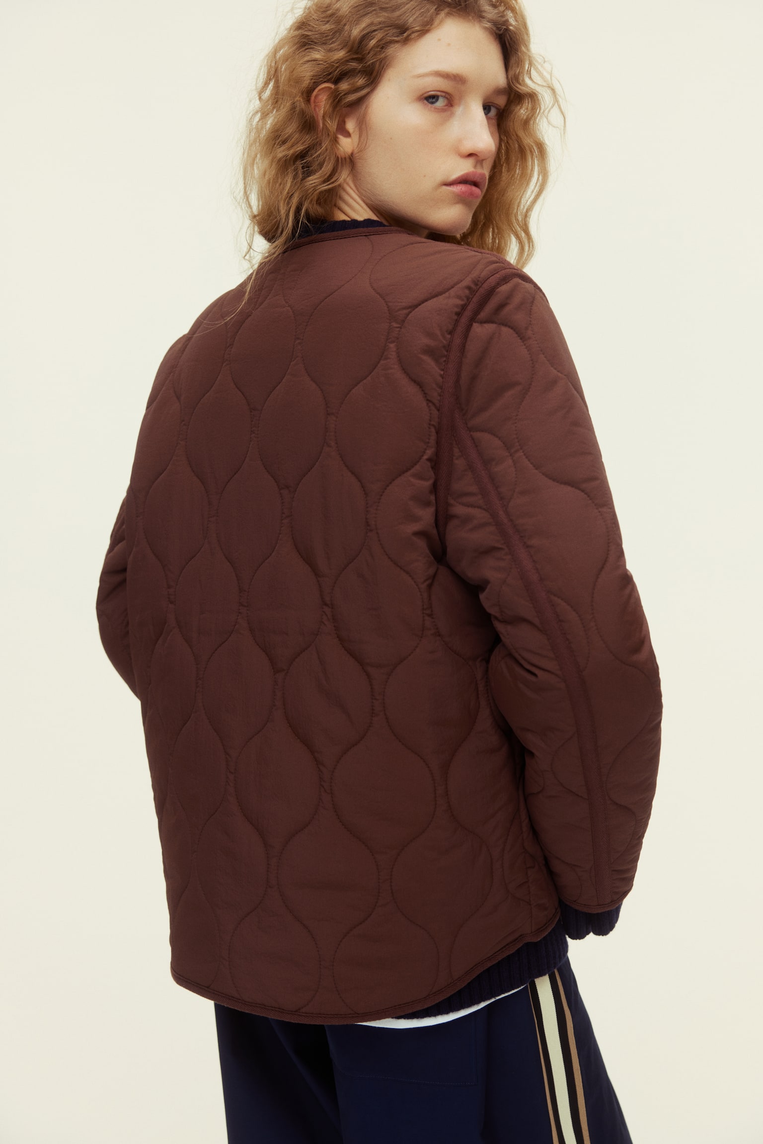 Quilted jacket - Dark brown/Beige - 4
