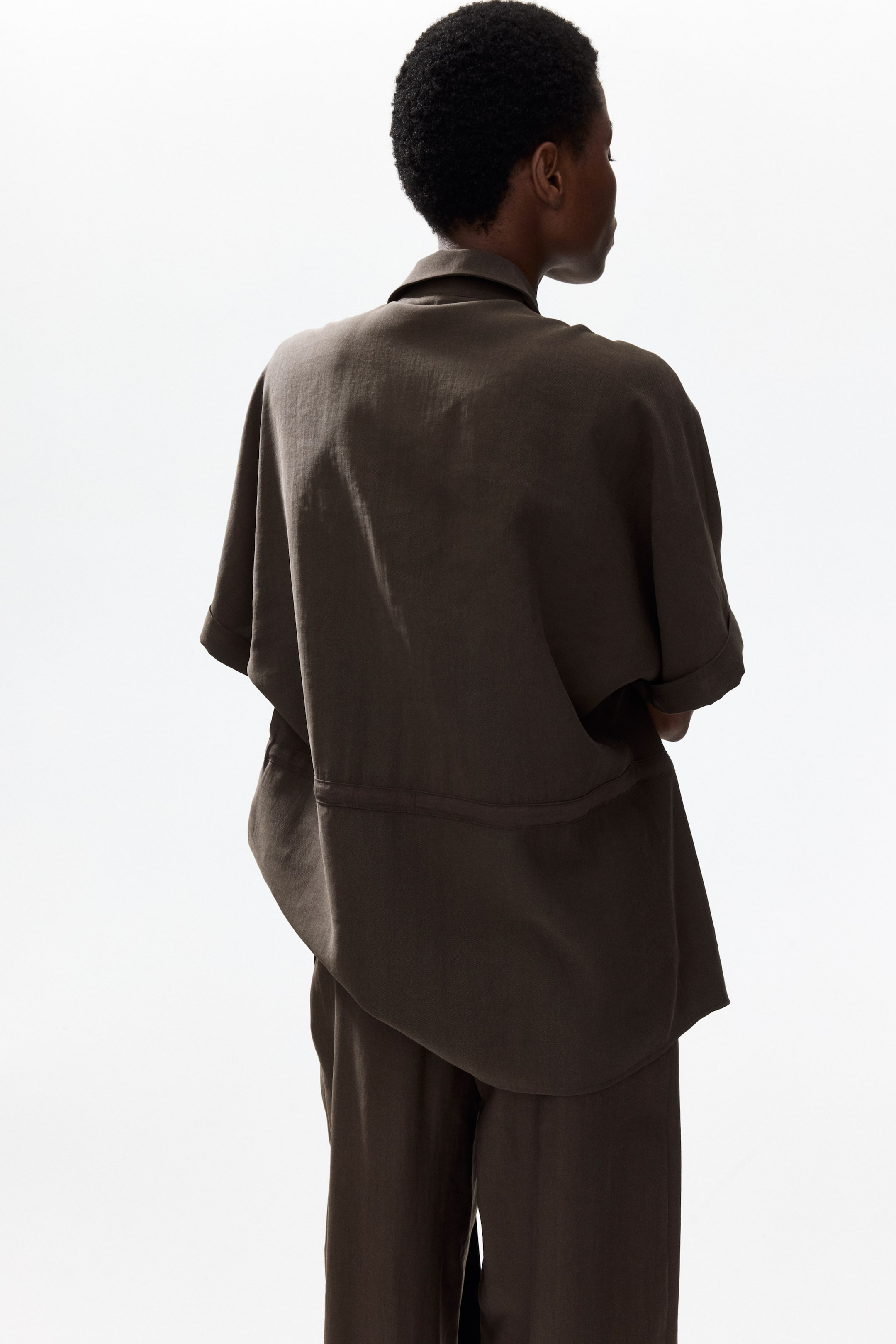 Drawstring-Detail Twill Top