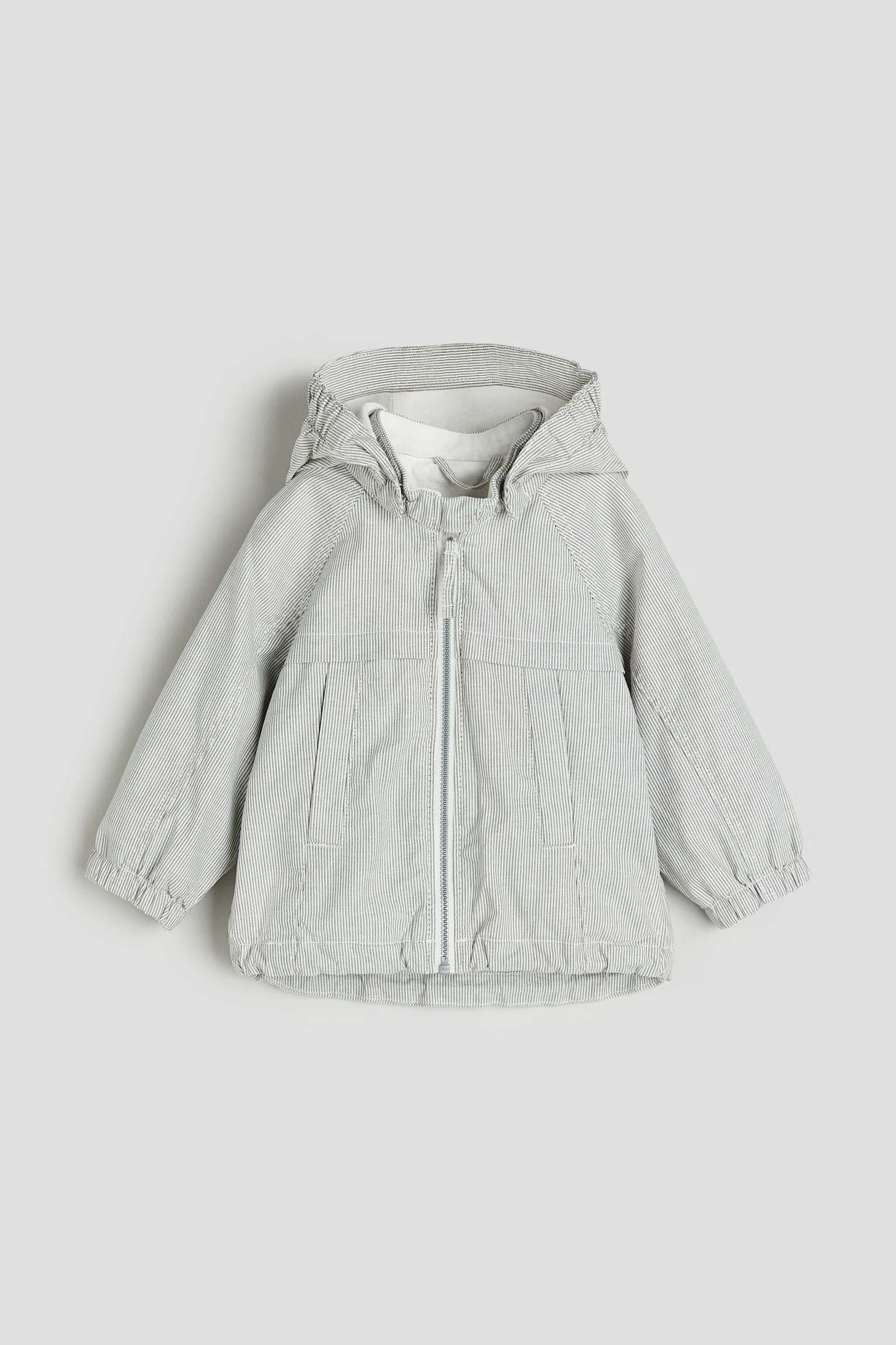 Hooded Cotton Jacket - White/Grey stripe/Beige - 1