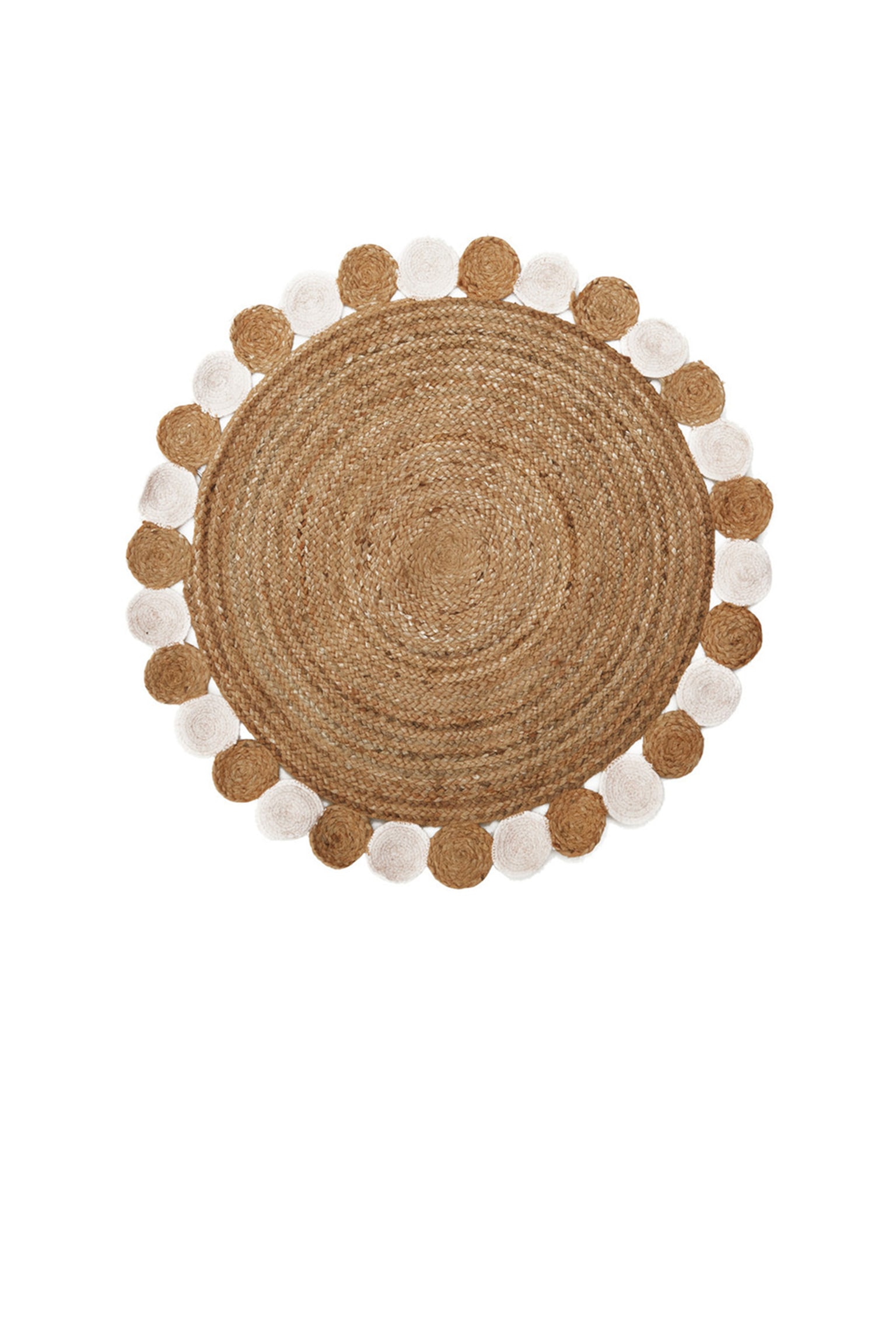 Kids Round Jute Rug - Natural And Pink - 1