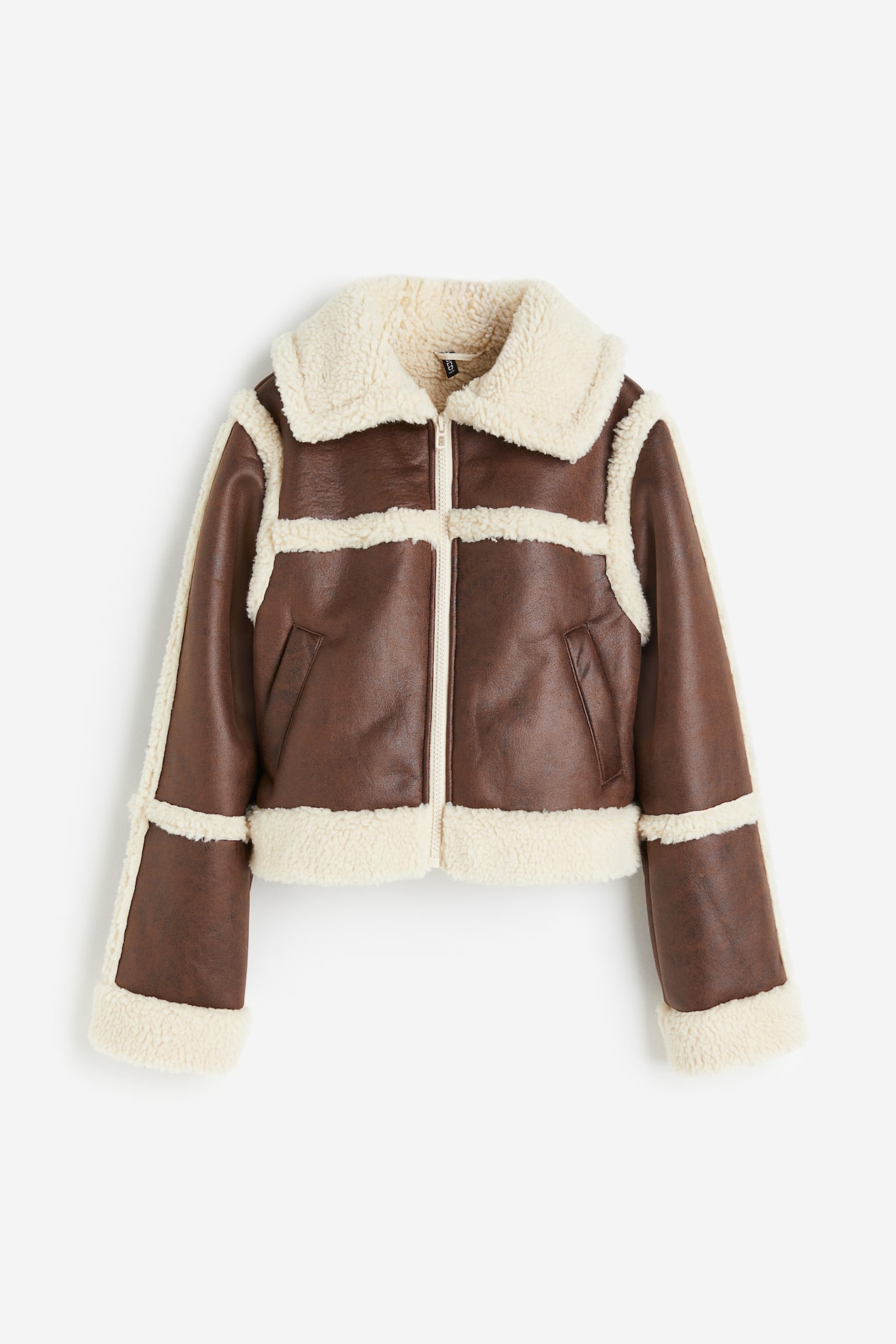 Teddy-lined Jacket - Long sleeve - Short - Brown - Ladies | H&M US