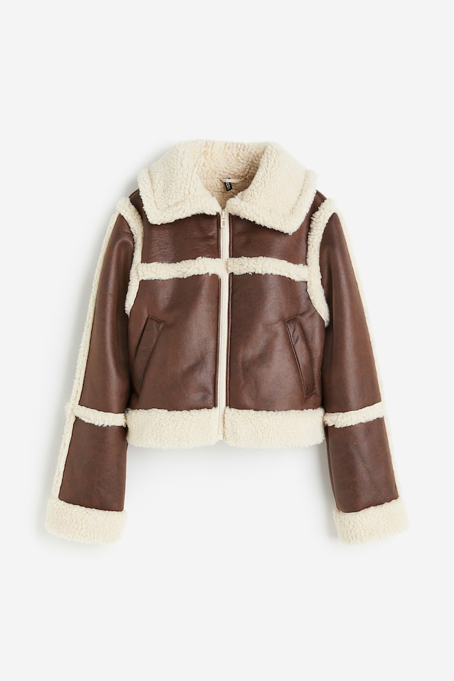 Teddy-lined jacket - Brown/Beige - 2