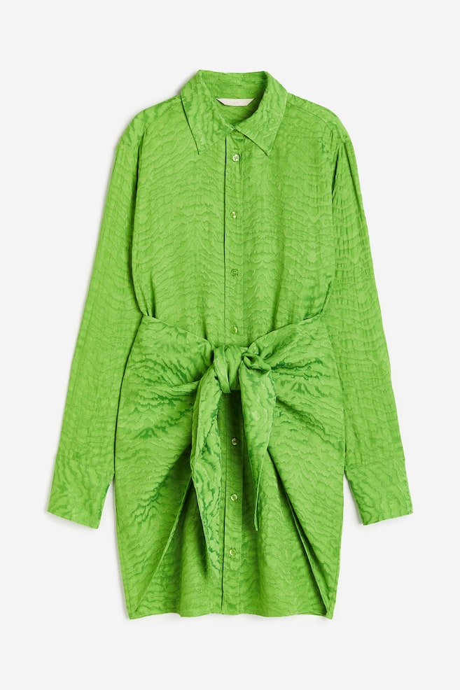Tie-detail shirt dress - Green/Crocodile-patterned/Blue/Striped/Black - 1