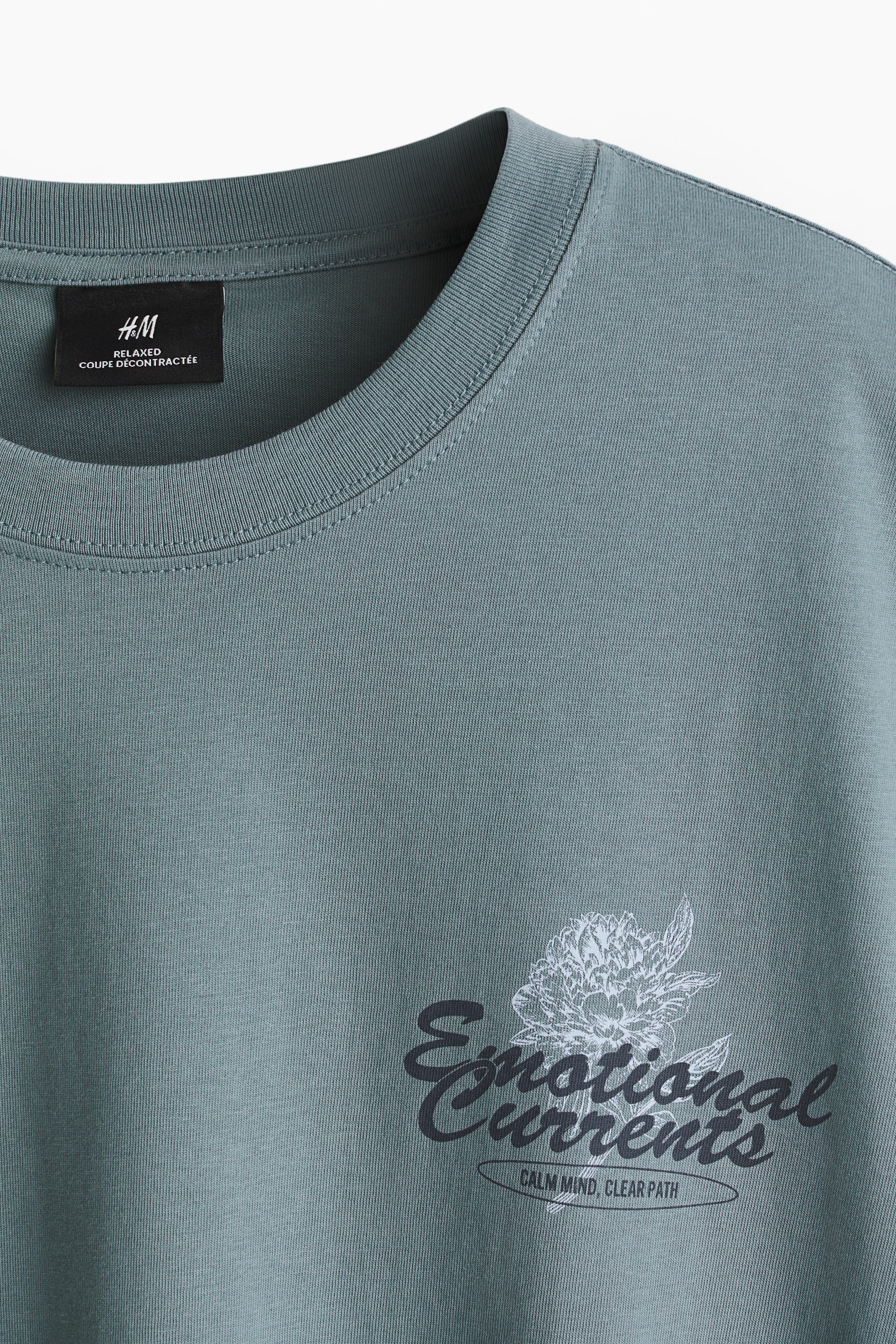 View larger image: Loose Fit Printed T-shirt - Turquoise/Emotional Currents - Men | H&M US 6
