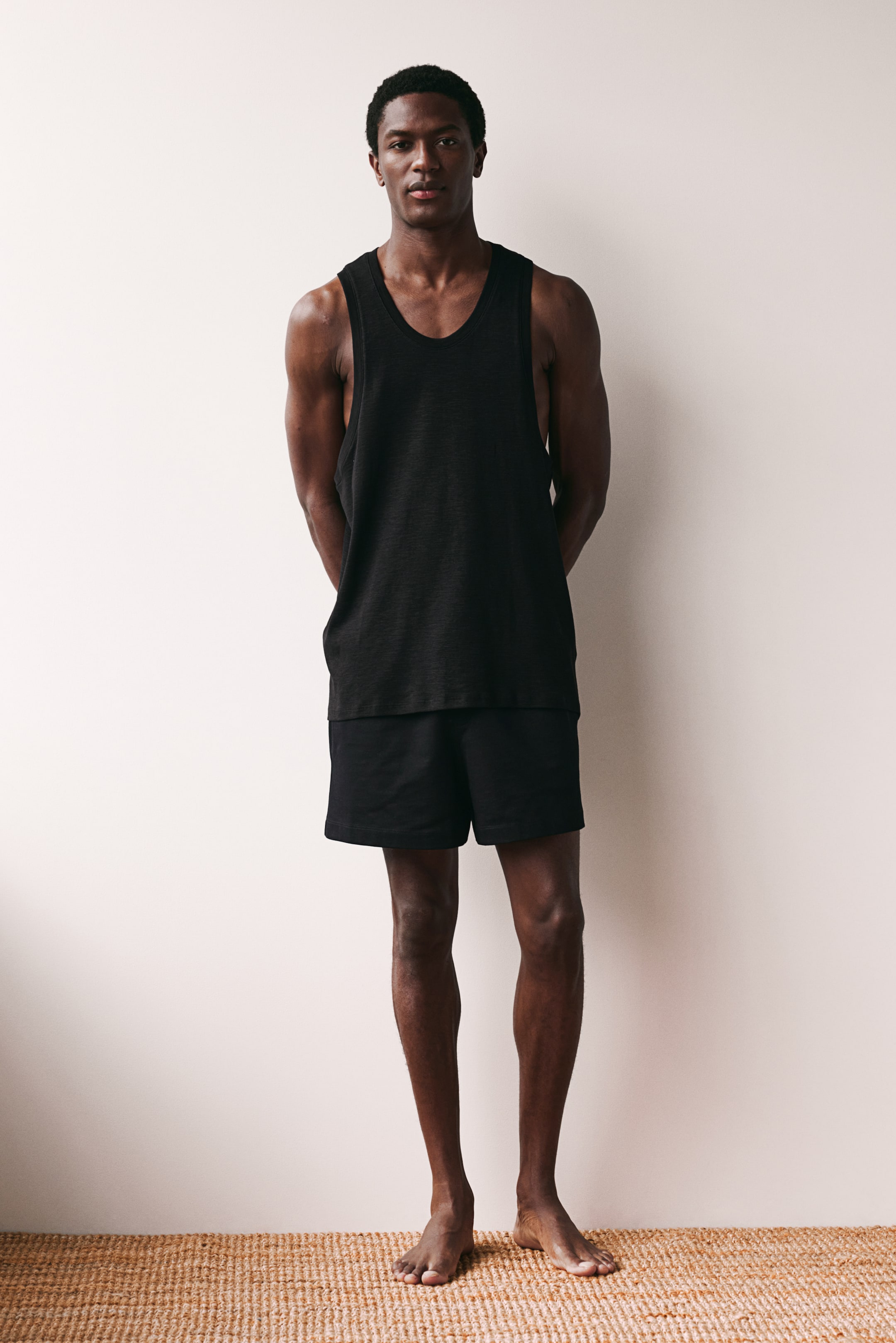 Pyjama vest top and shorts - Black - Men | H&M GB 3