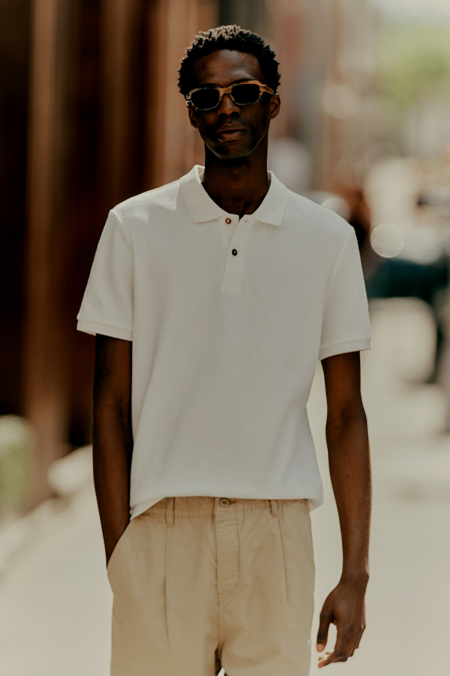 Slim Fit Polo shirt - White/Navy blue/Brown - 1