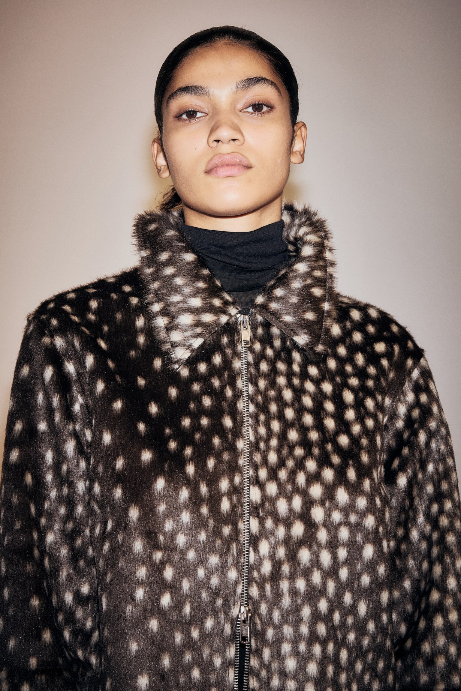 Fuzzy jacket - Dark brown/Spotted/Brown/Leopard print - 1