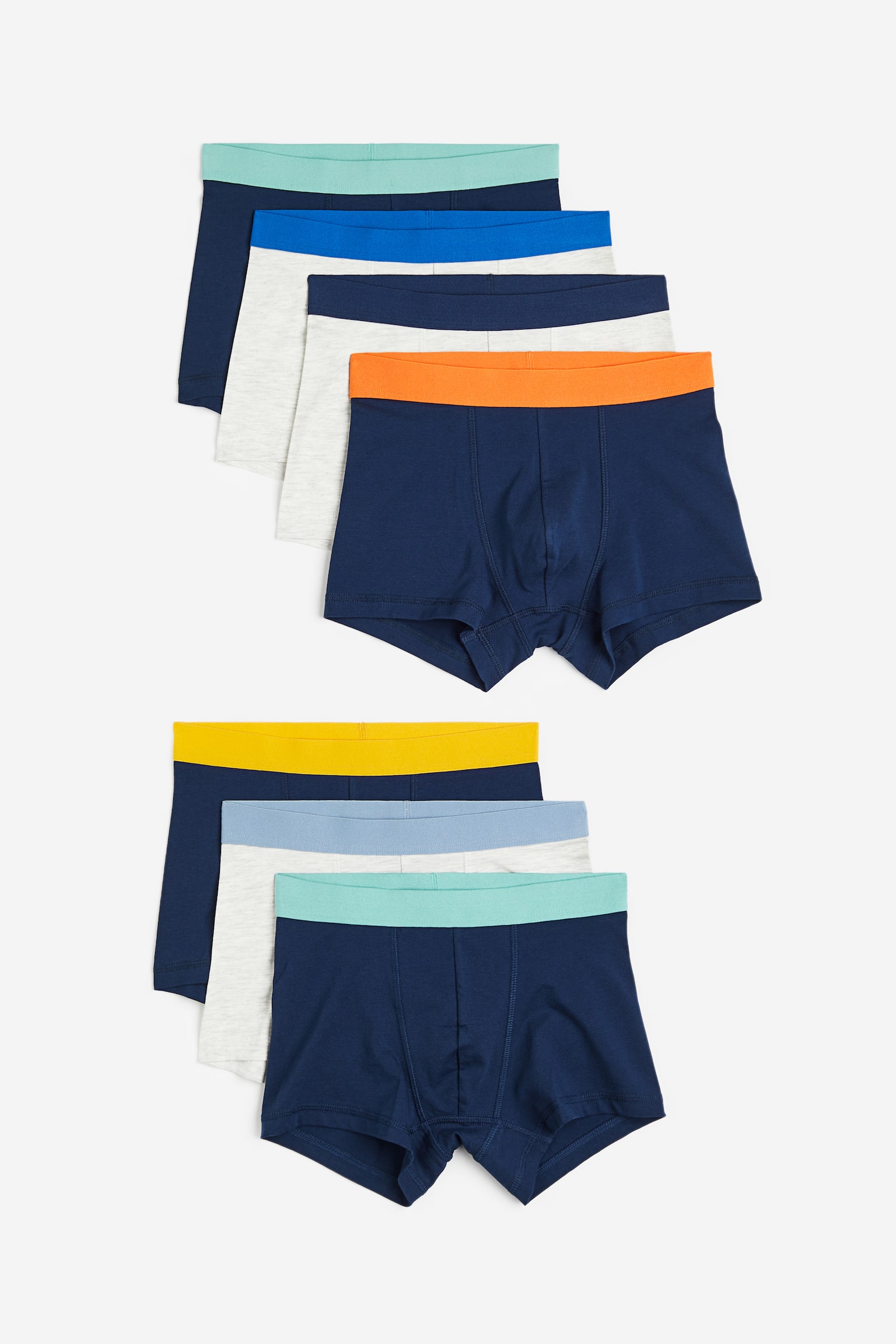 7-pack Boxer Briefs - Navy blue/Light grey marle/Dark blue/Green/Light blue/White/Grey marle/Light grey marle/Navy blue - 1