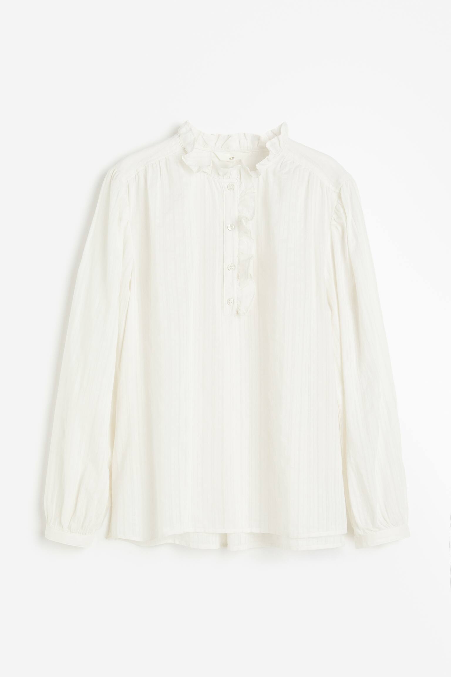 Camicetta popover con bordi a volant - Crema
