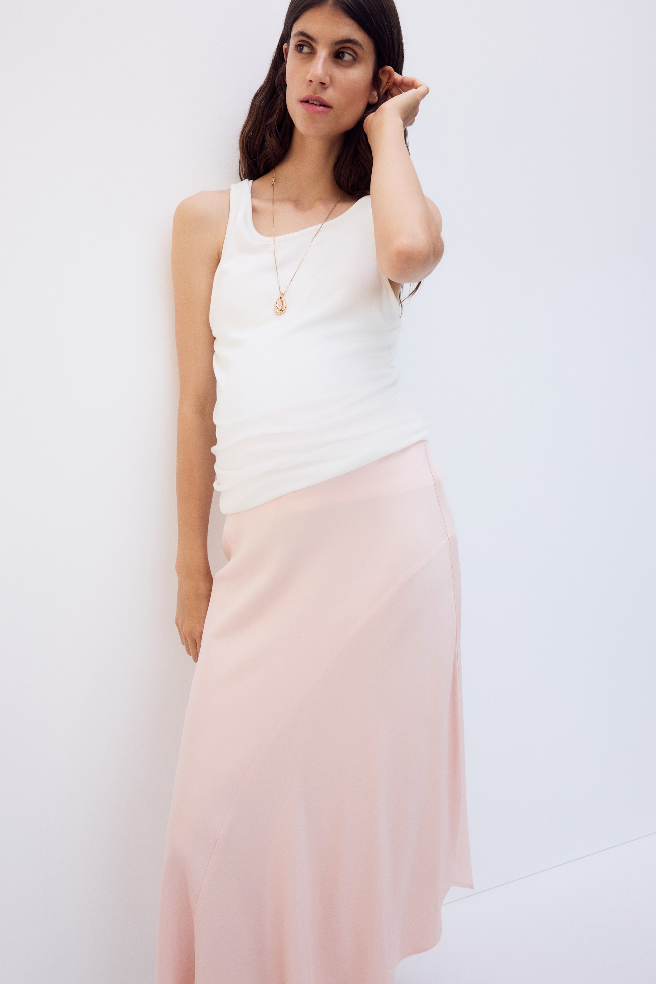 MAMA Asymmetric Satin Skirt
