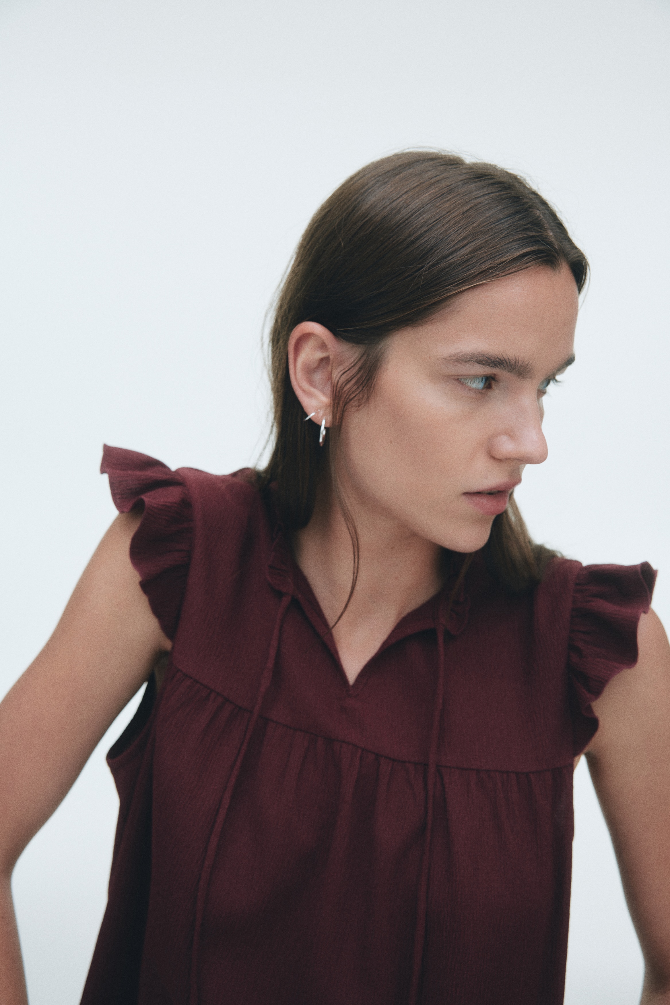 Top corrugado - Borgoña/Blanco