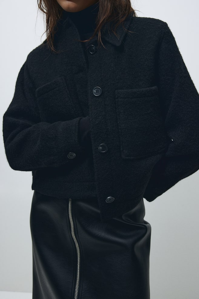 Veste-chemise en laine mélangée - Noir - 6