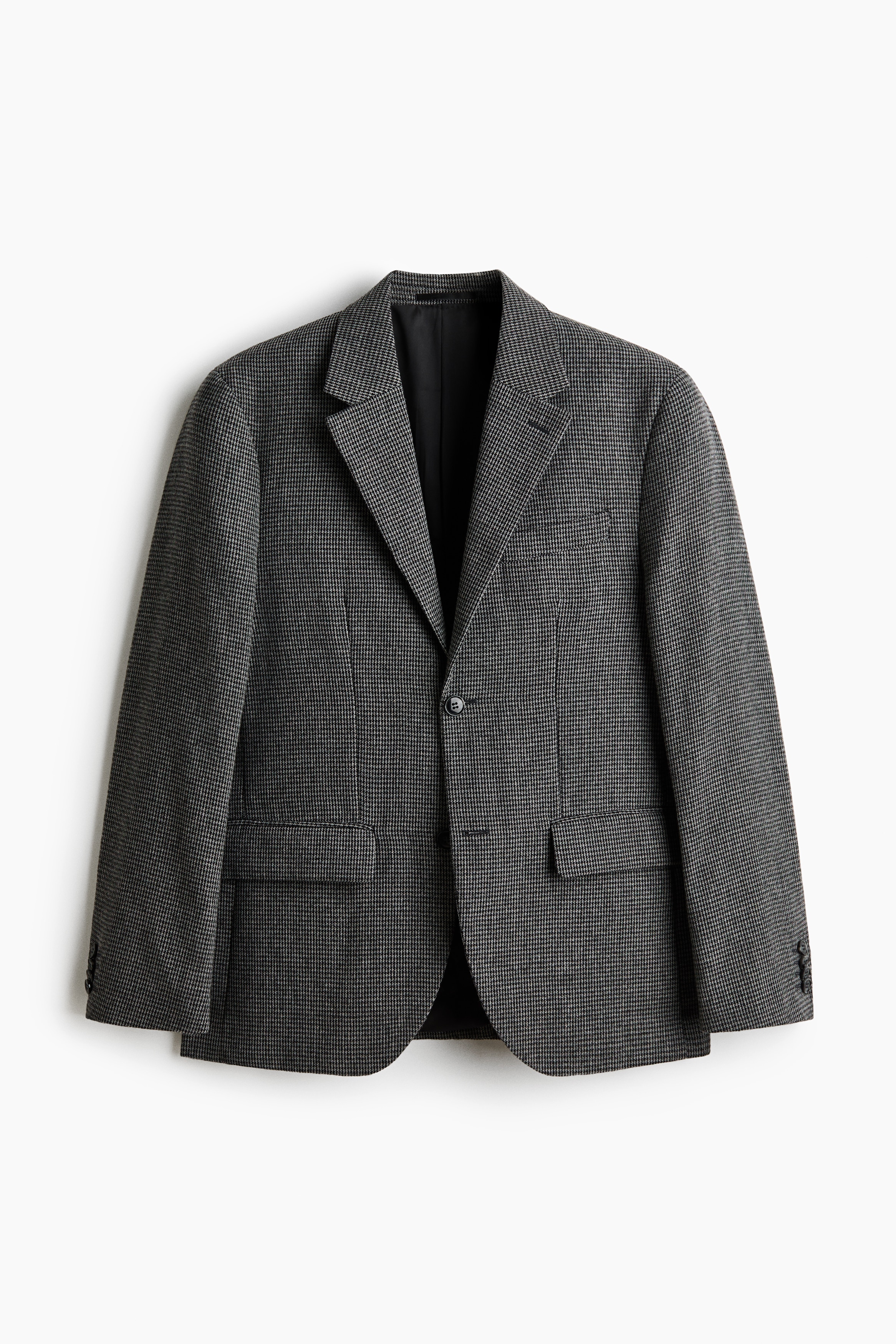 Veste décontractée en laine mélangée - Gris foncé/motif pied-de-poule