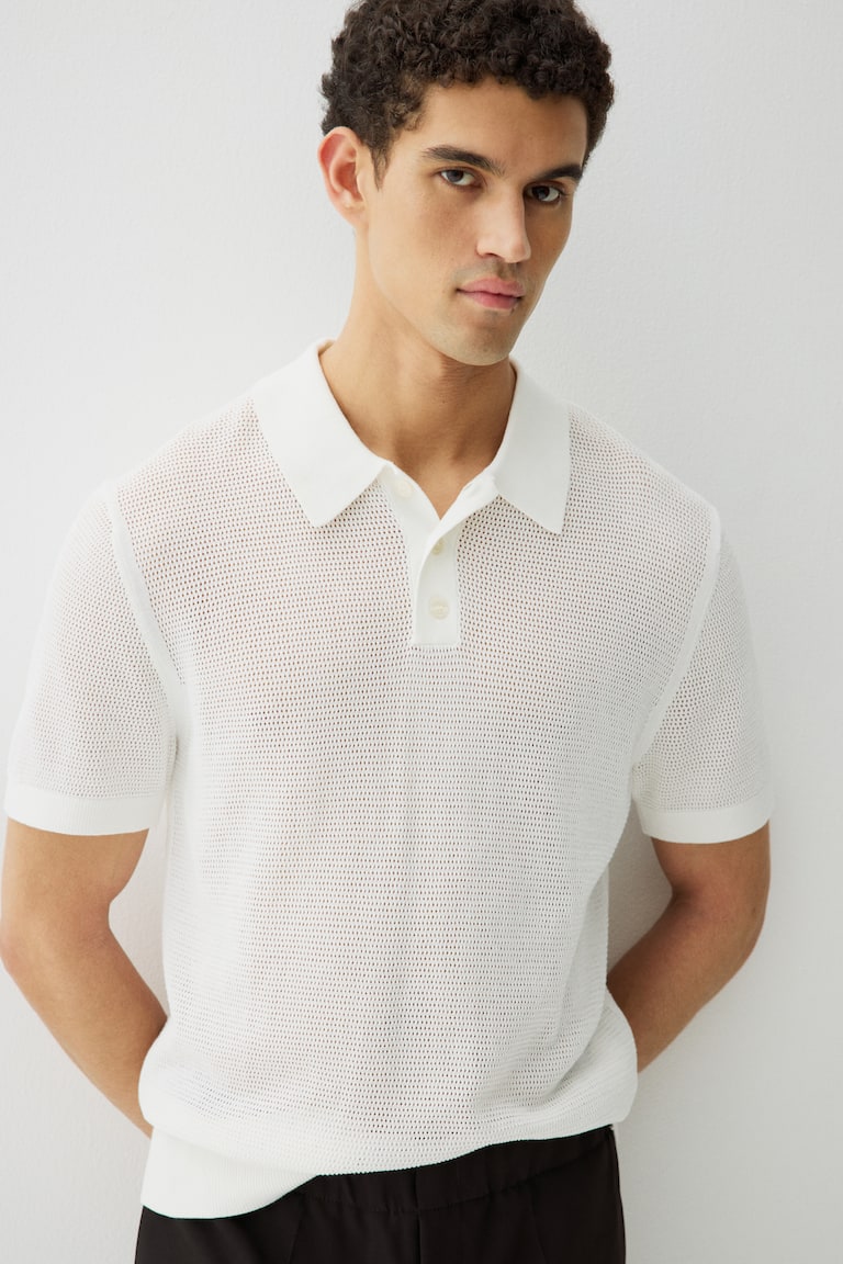 Regular Fit Hole-knit polo shirt