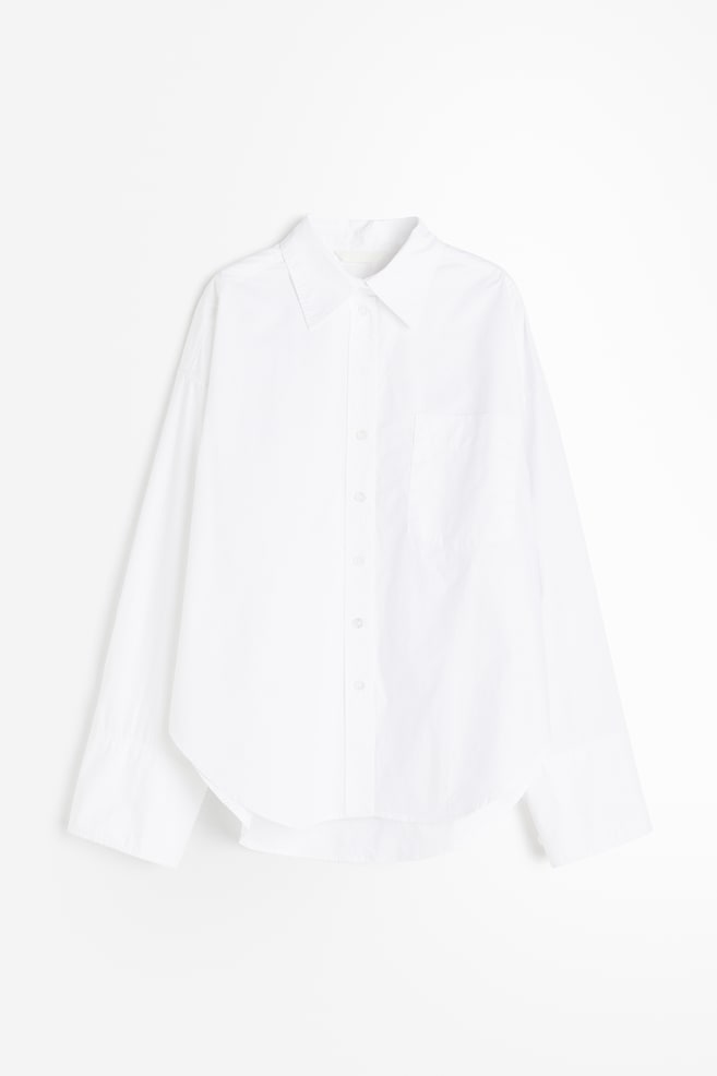 Oversized cotton shirt - White - 2