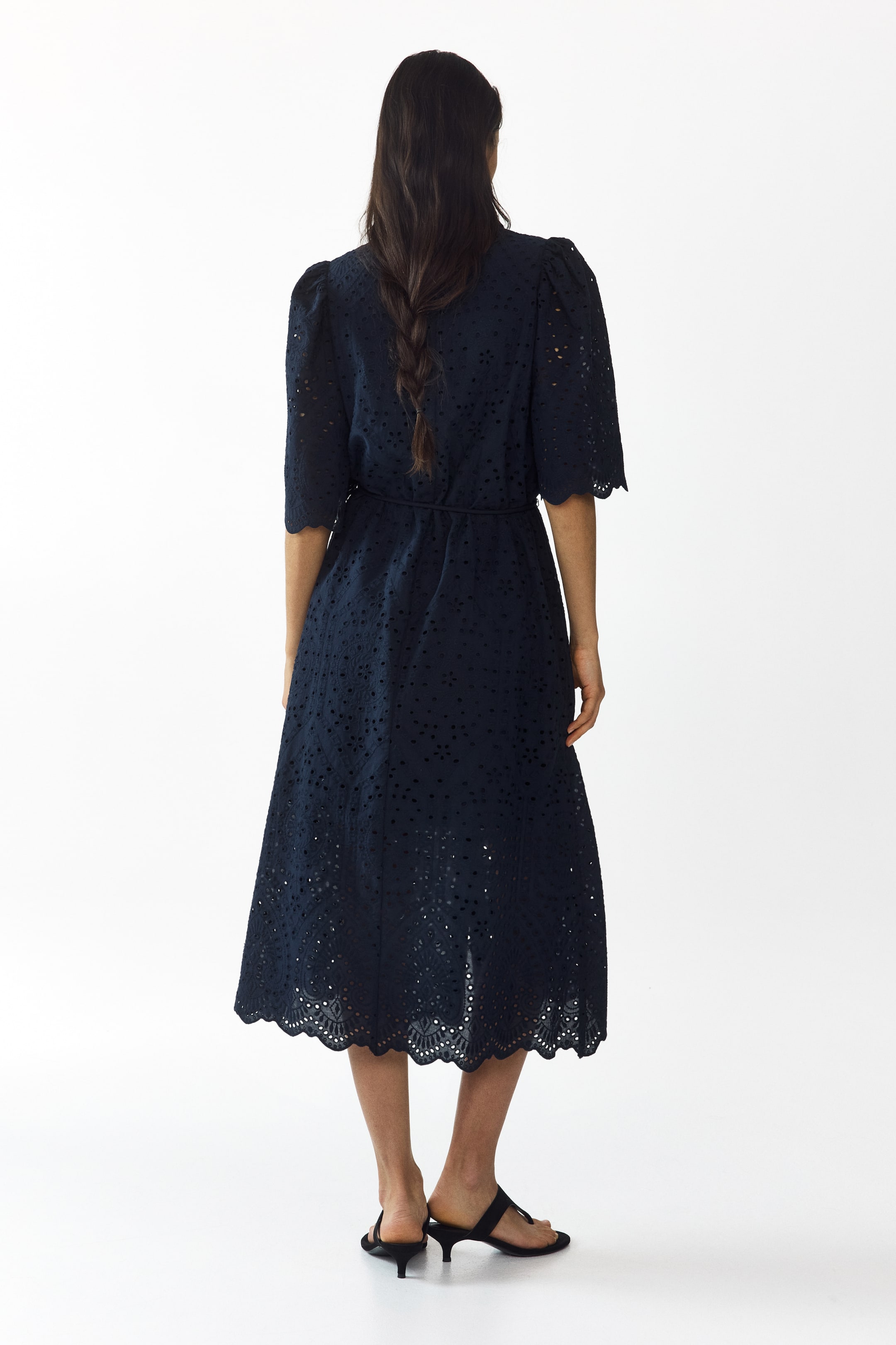 bridal shower dress guest Zoey Blue & White Strapless Midi & Wedding Color:Midnight sequin cocktail dresses Navy Blue Embroidered Cotton