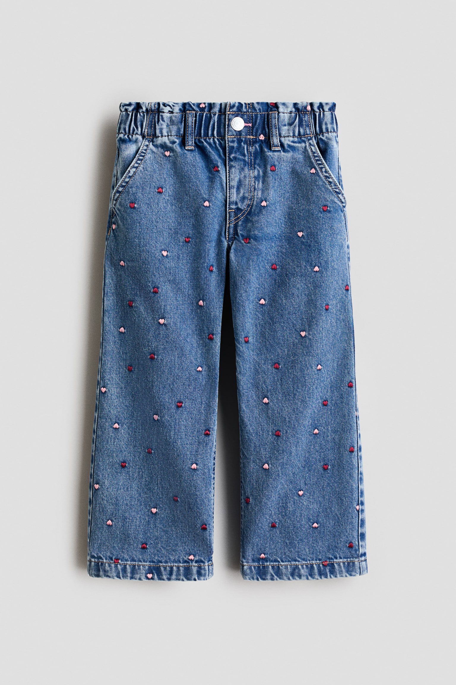 Wide Leg Paper bag jeans - Denim blue/Hearts/Denim blue/Bows/Denim blue/Bows - 1