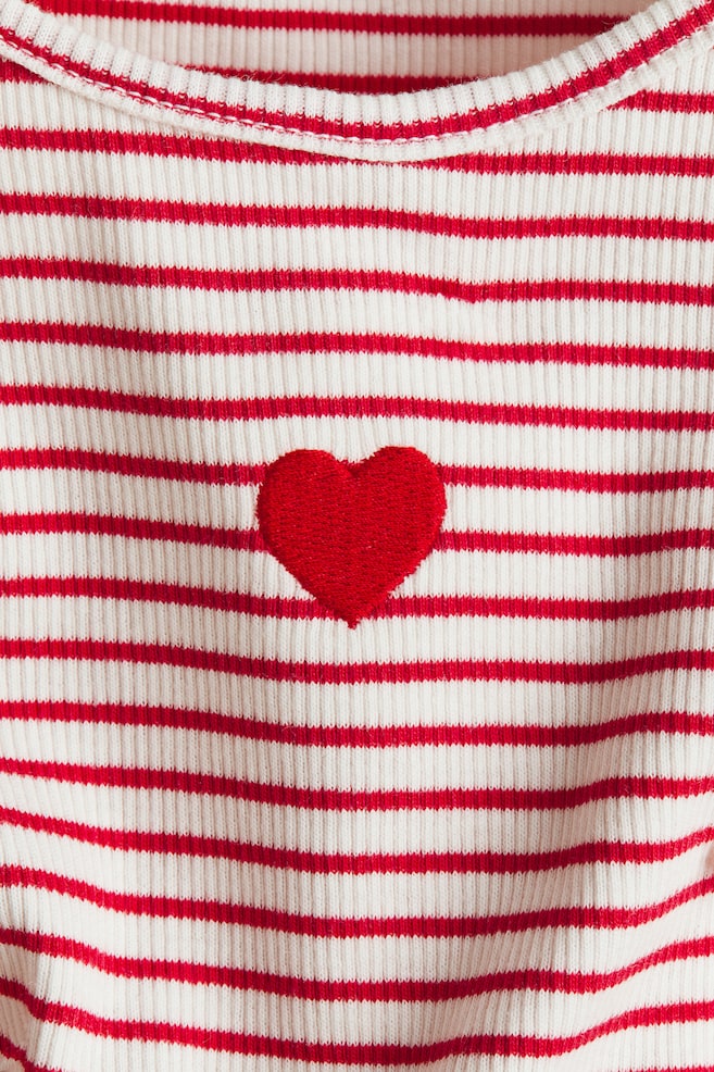 Ribbed top - White/Red striped/White/Navy blue striped/White/Strawberry/Cream/Hearts/Light beige/Leopard print - 3