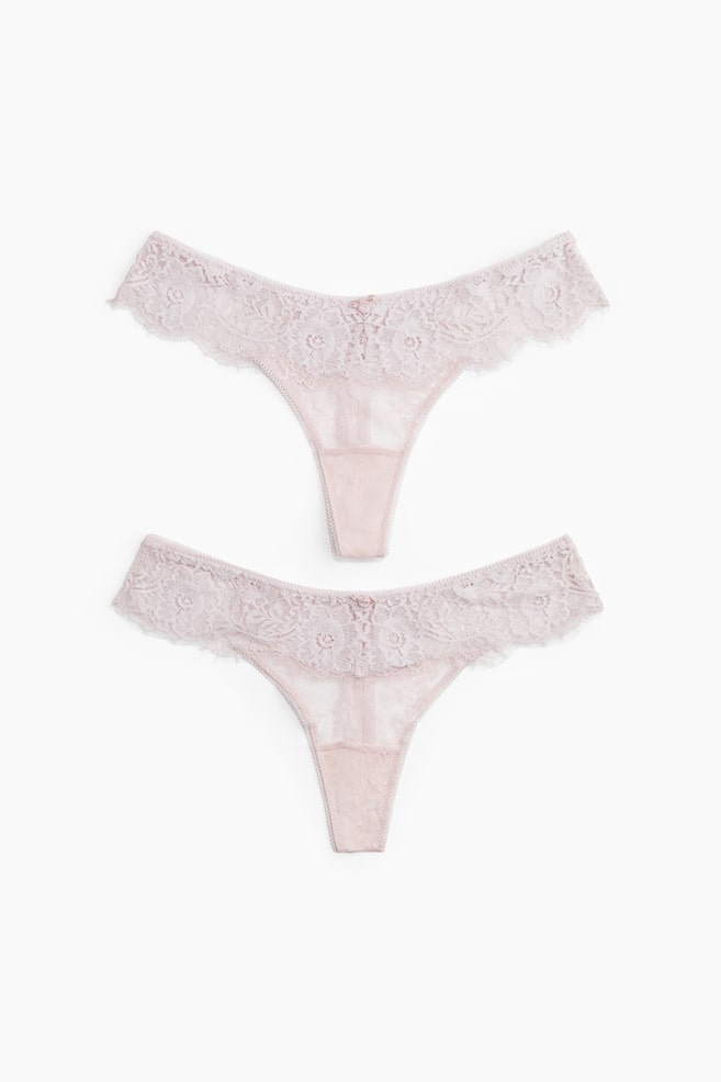 2-Pack Lace Thong Briefs - Light pink - 1