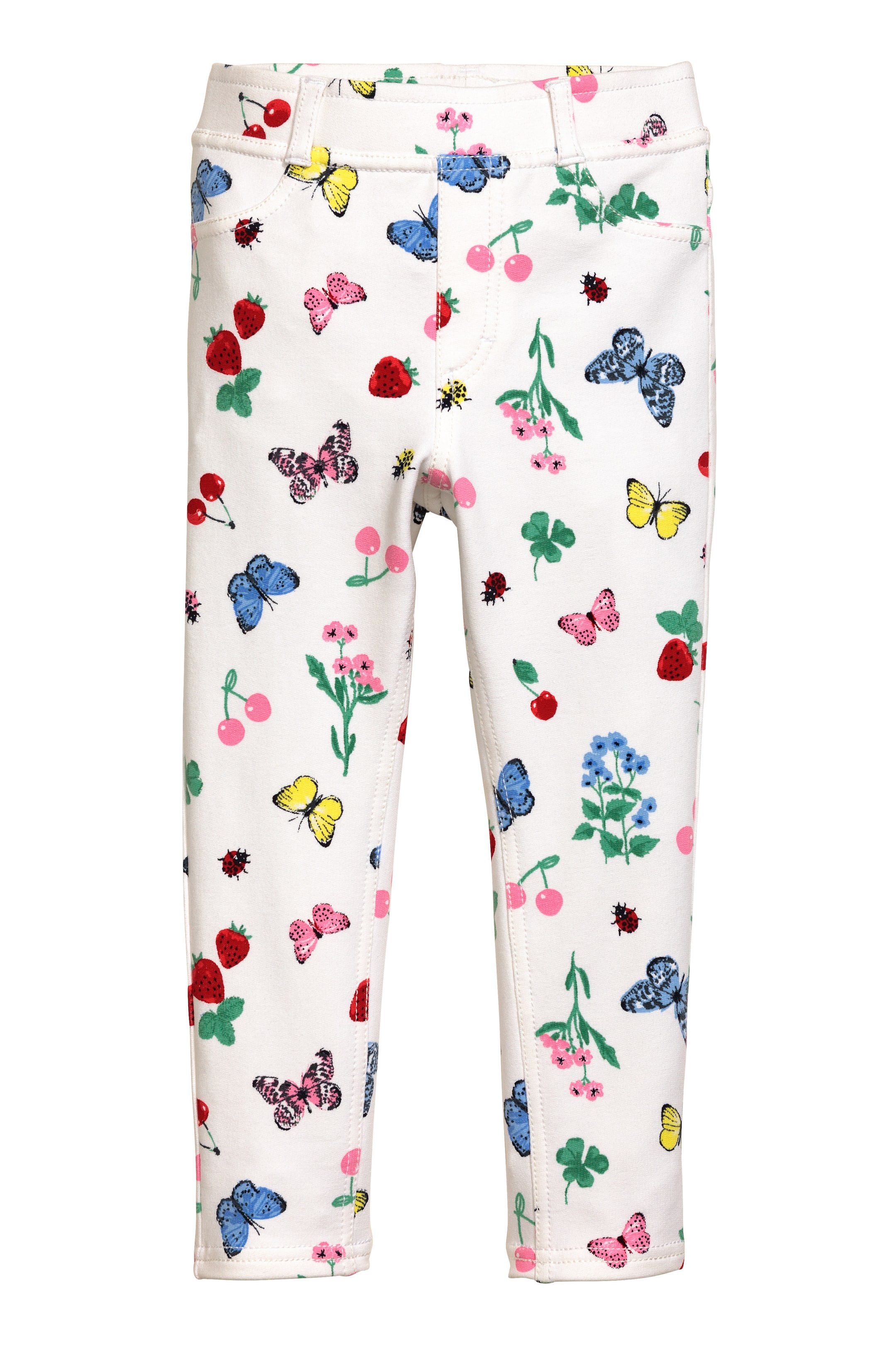 Näytä suurempi kuva: Treggingsit - Valkoinen/Mansikat - Kids | H&M FI 1