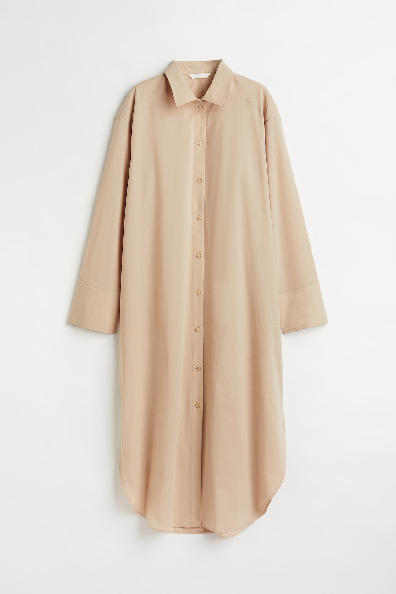 Calf-length Shirt Dress - Long sleeve - Midi - Beige - Ladies | H&M US