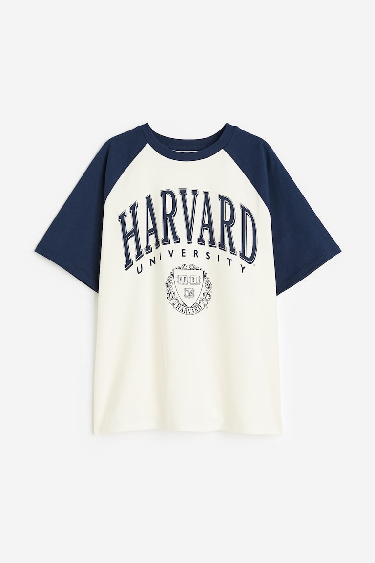 Printed cotton T-shirt White/Harvard University Kids H&M