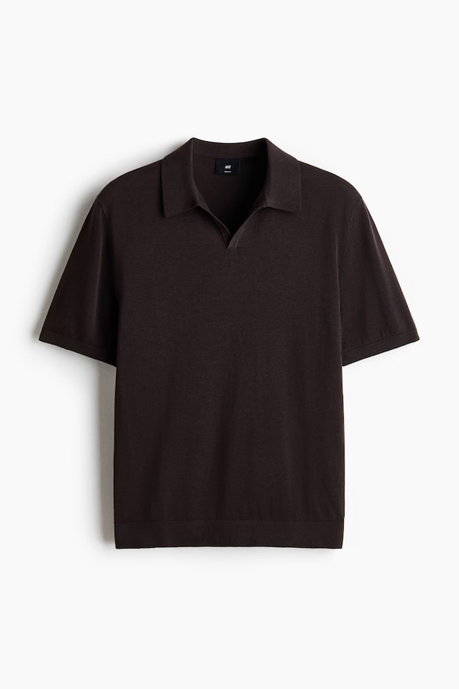 Polo in misto seta Regular Fit - Marrone scuro/Nero/Blu/Beige chiaro - 1