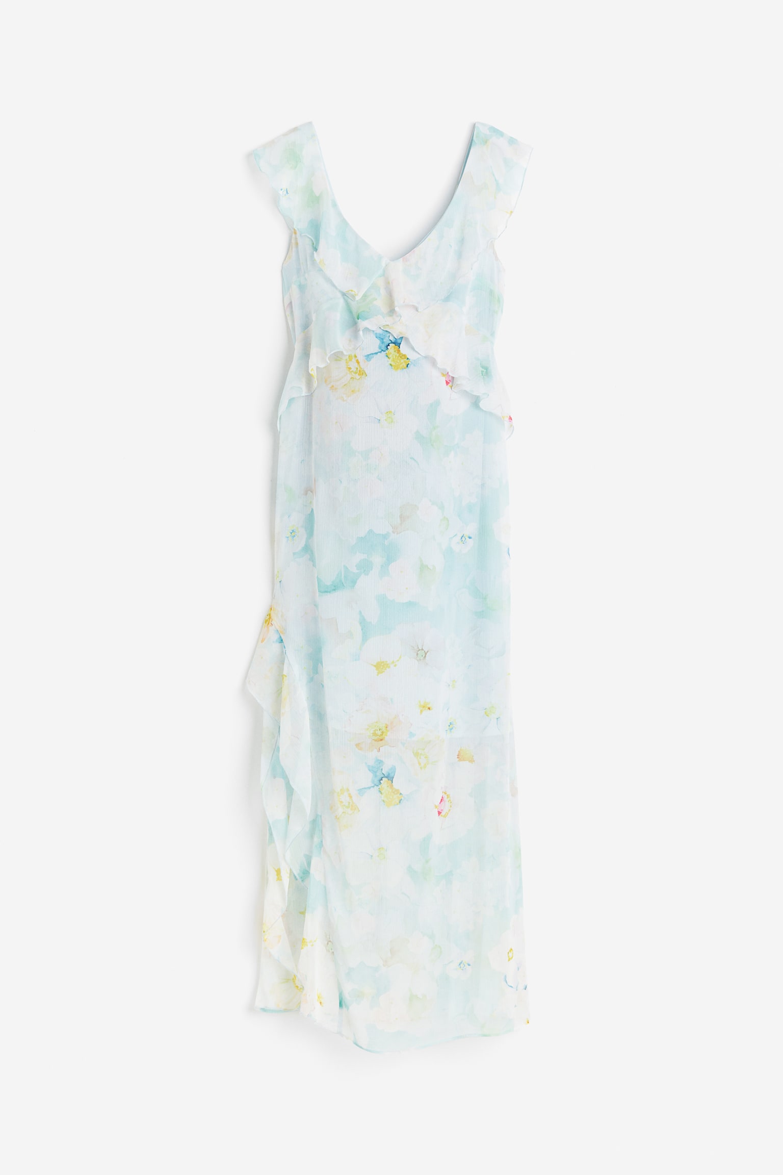 MAMA Flounce-trimmed dress - Mint green/Floral - 1