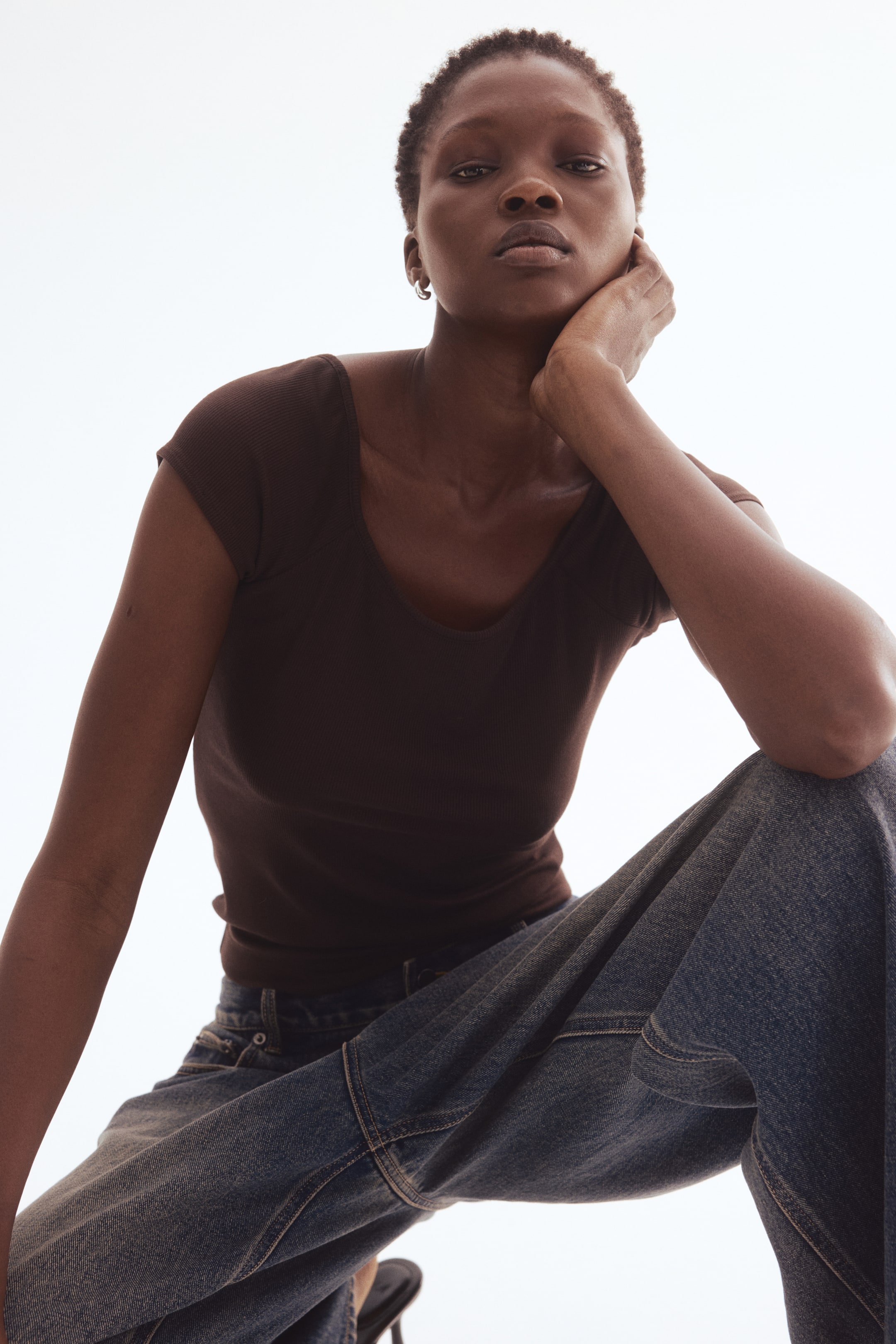 View larger image: Ribbed Top - Dark brown - Ladies | H&M US 1