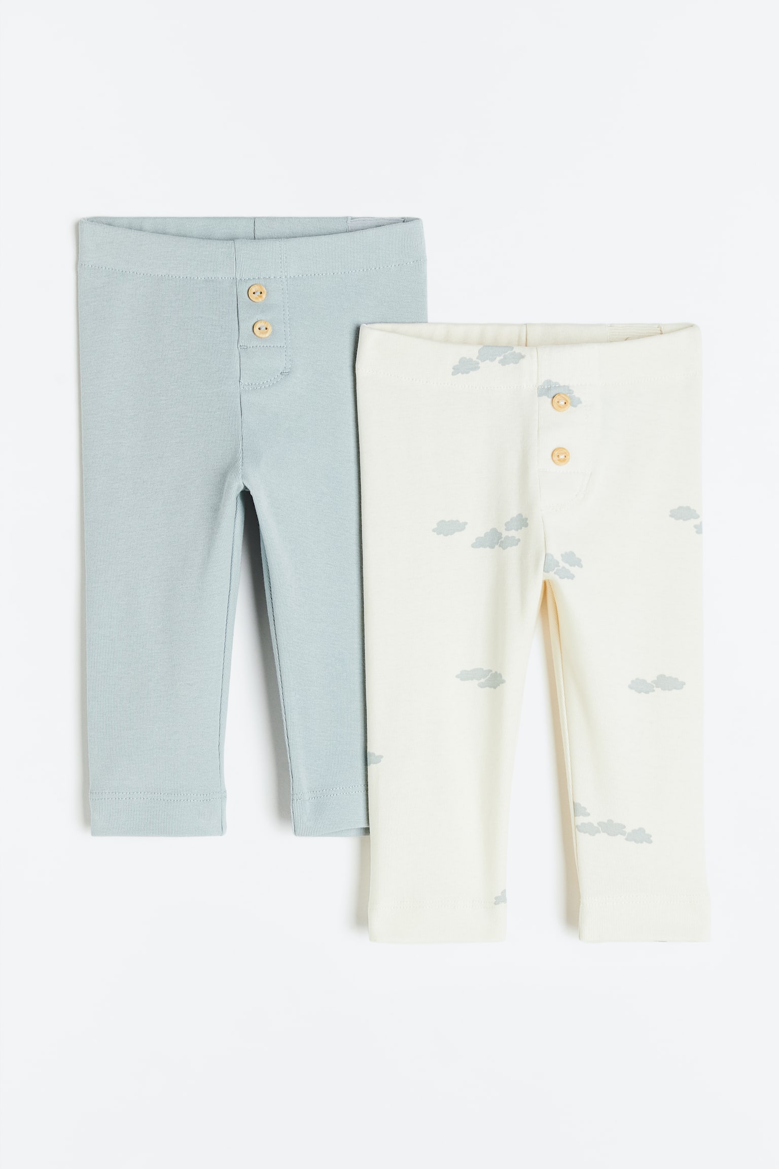 Leggings in cotone 2 pezzi - Bianco/nuvole