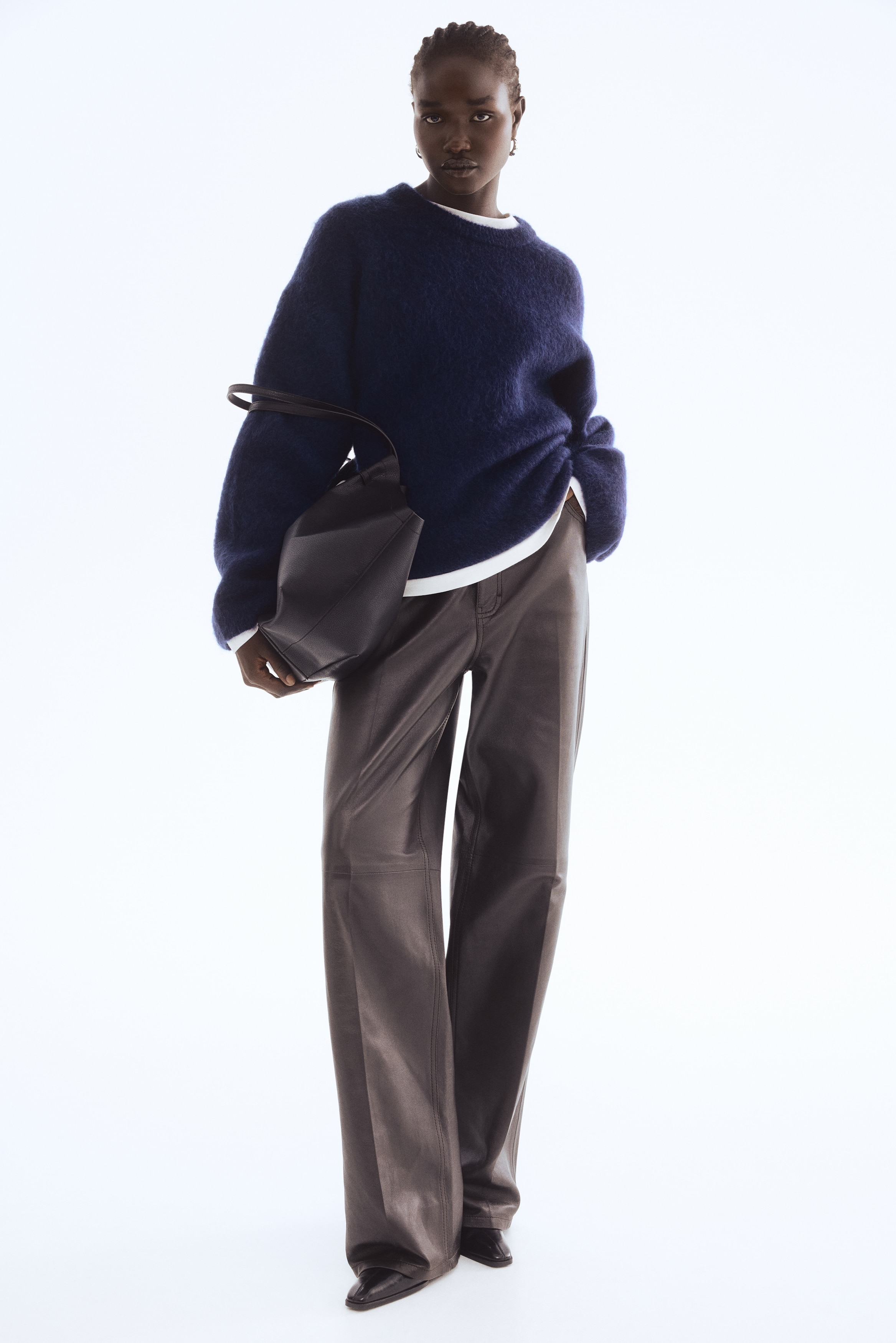 Oversized Mohair-Blend Sweater - Navy blue - Ladies | H&M US