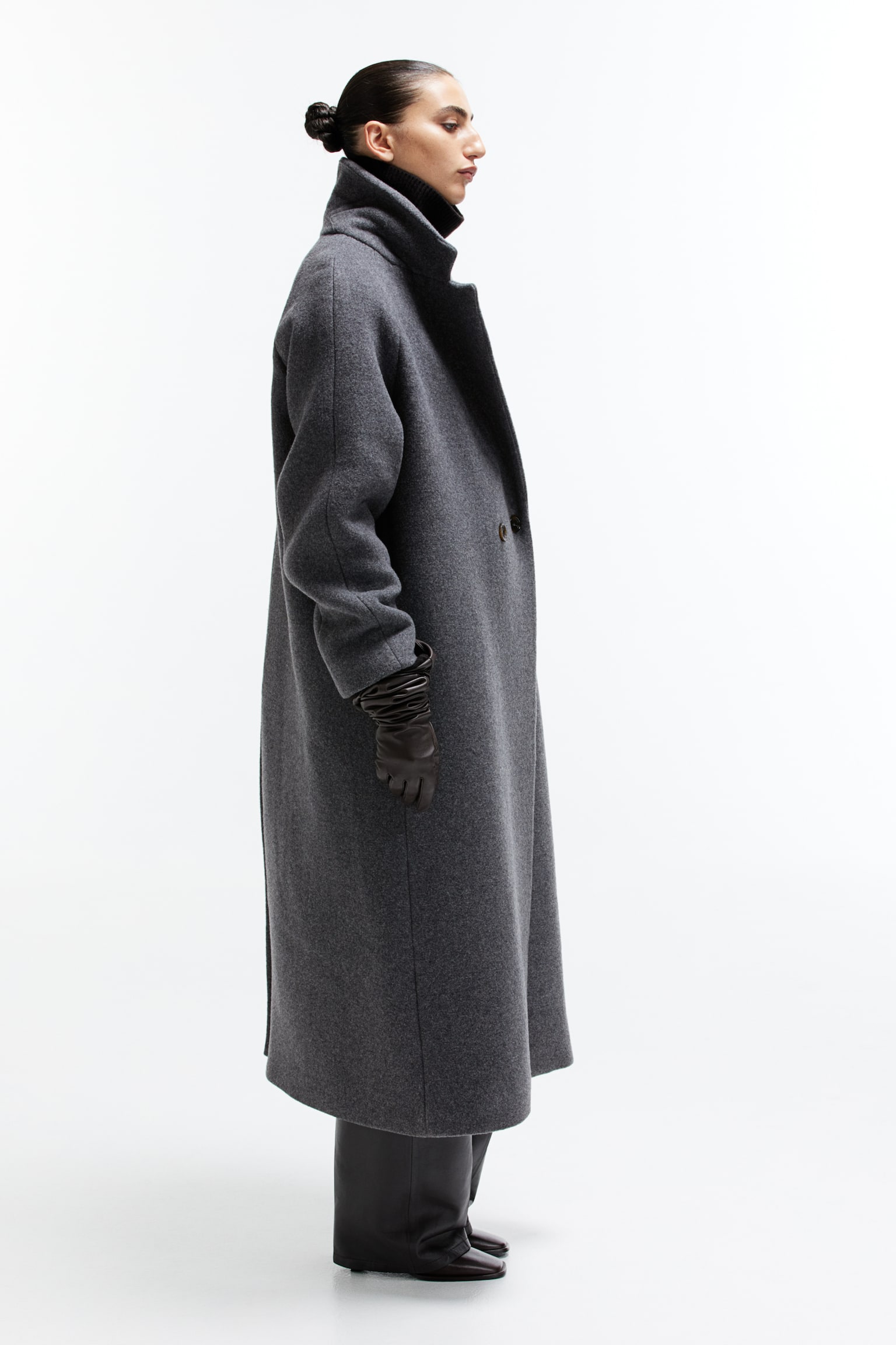 Wool-blend coat - Dark grey/Black/Beige marl - 7