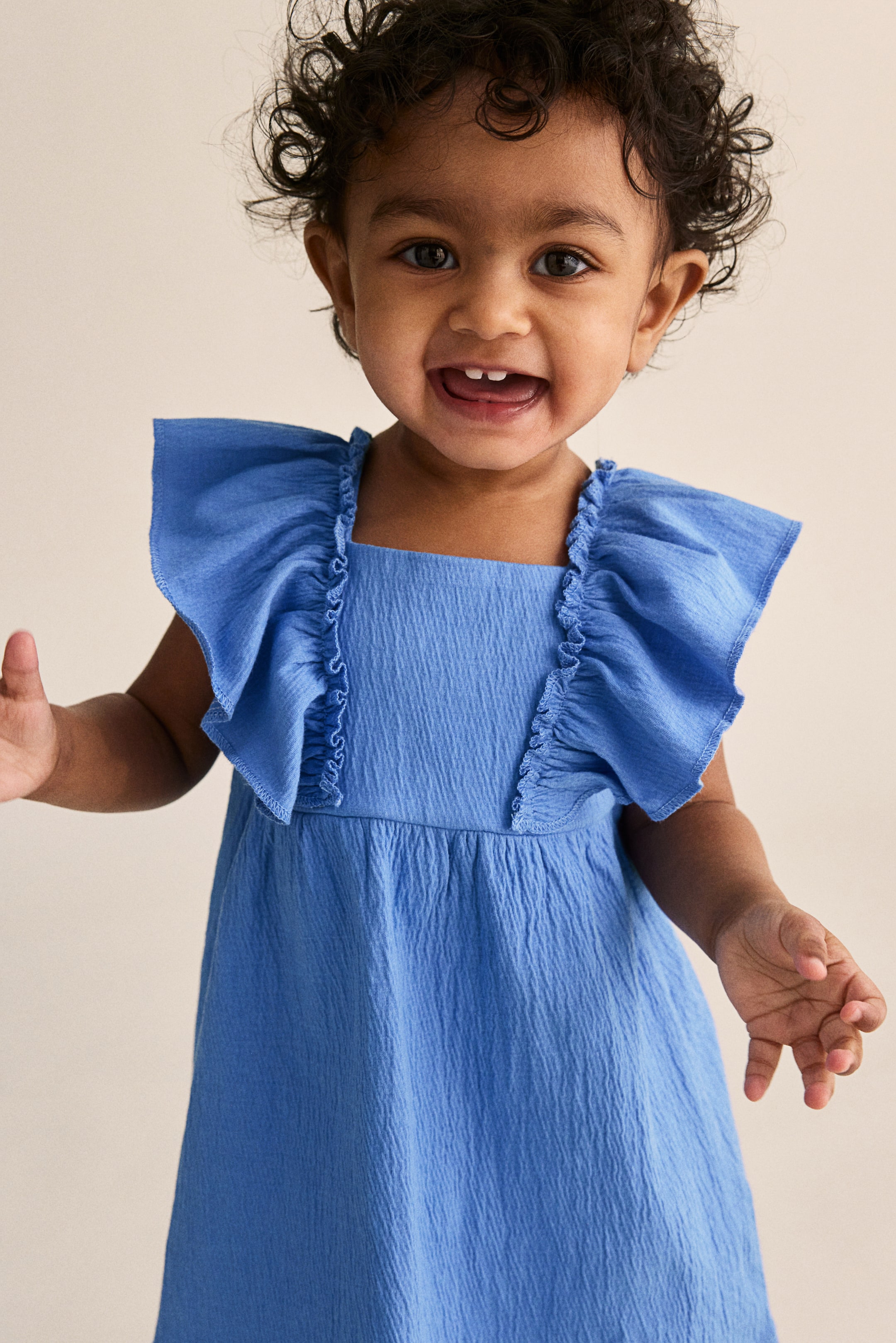 Flounce-detail jersey dress - Blue - Kids | H&M GB