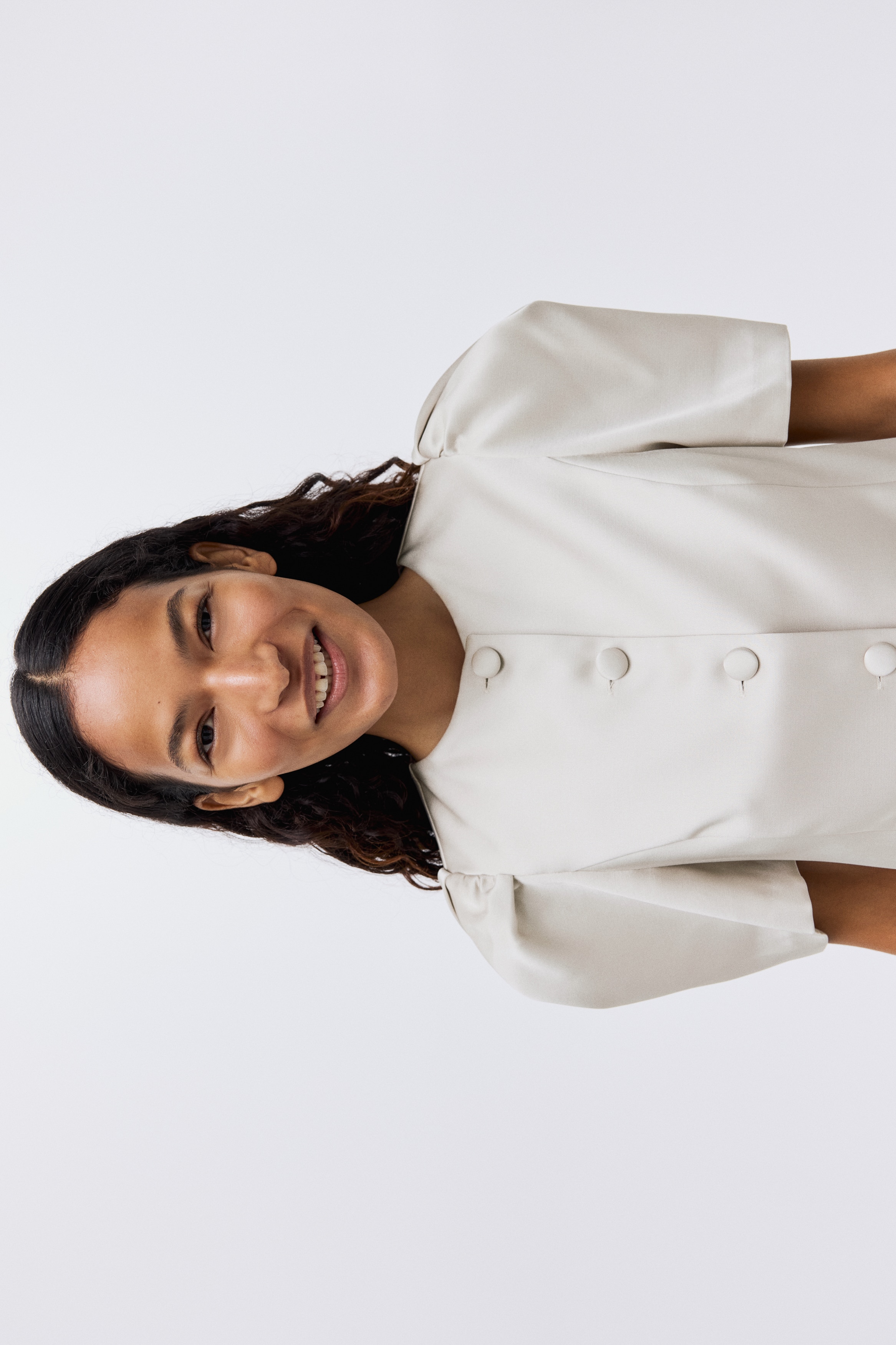 Women's Light taupe Puff-Sleeved Blouse | H&M CA