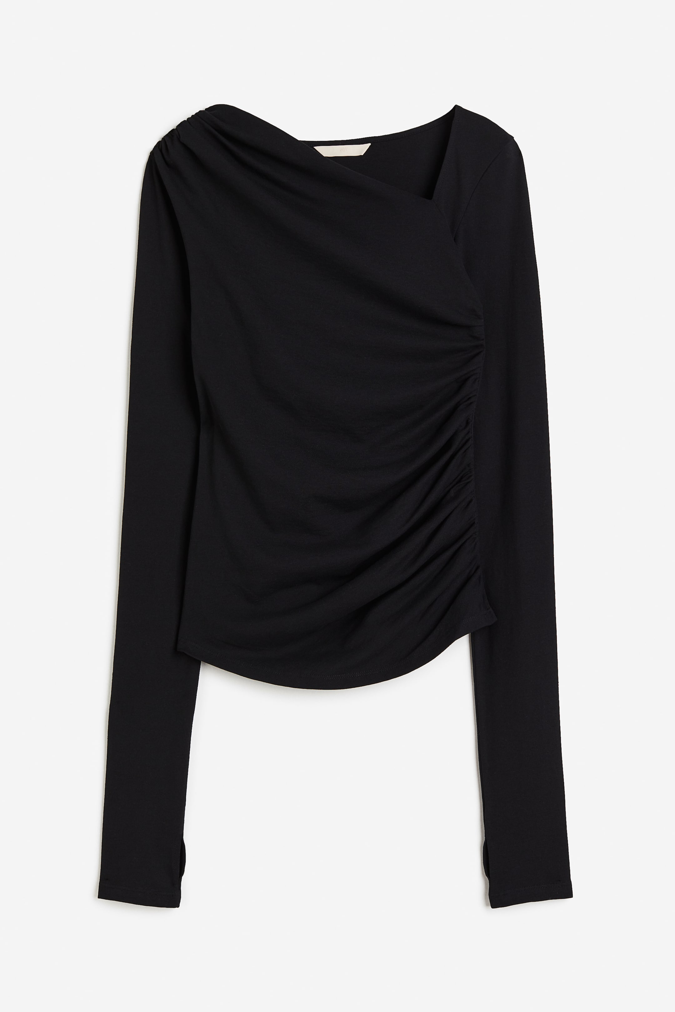 View larger image: Gathered jersey top - Black - Ladies | H&M HK 1