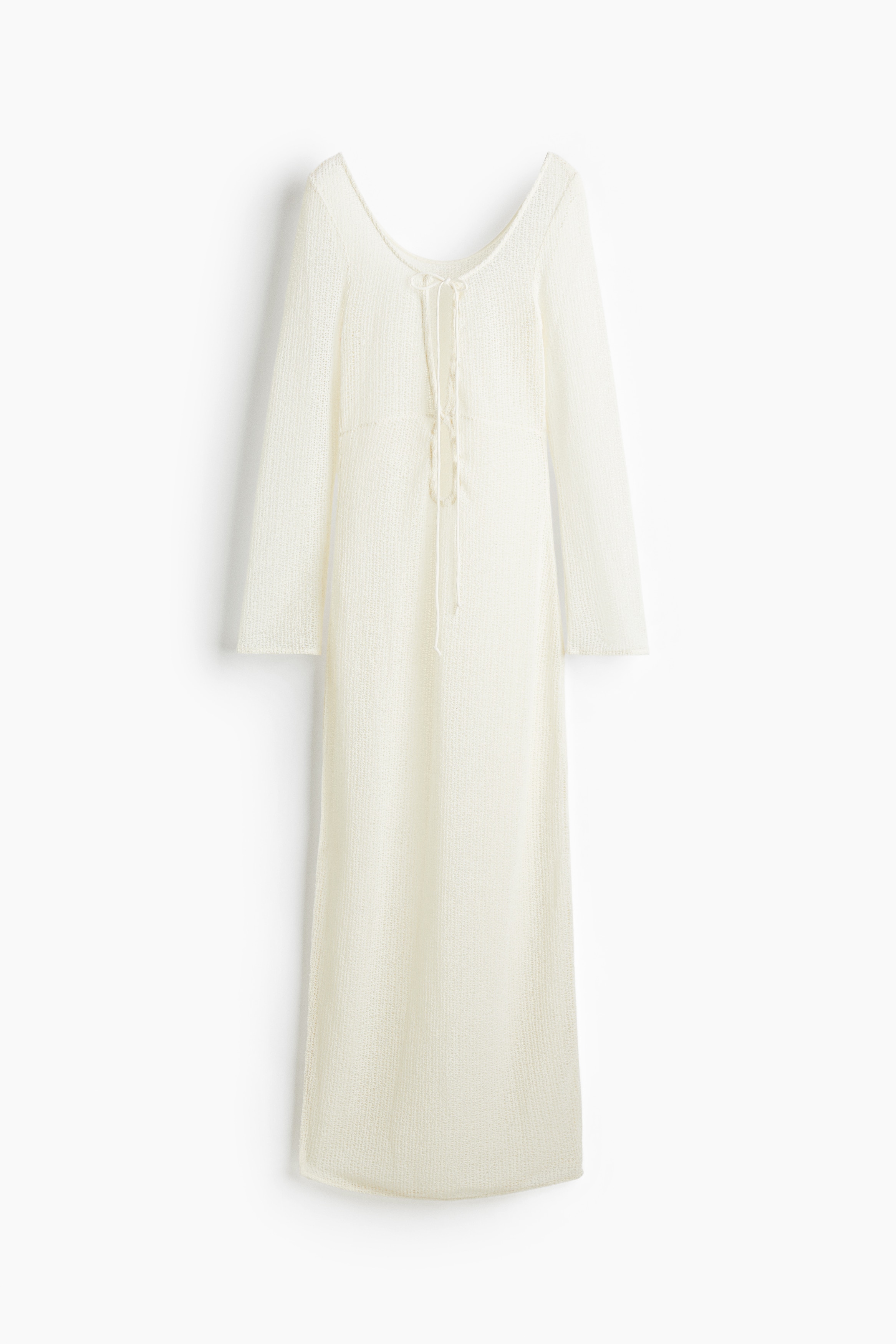 Loose Knit Beach Dress - White/Dark brown