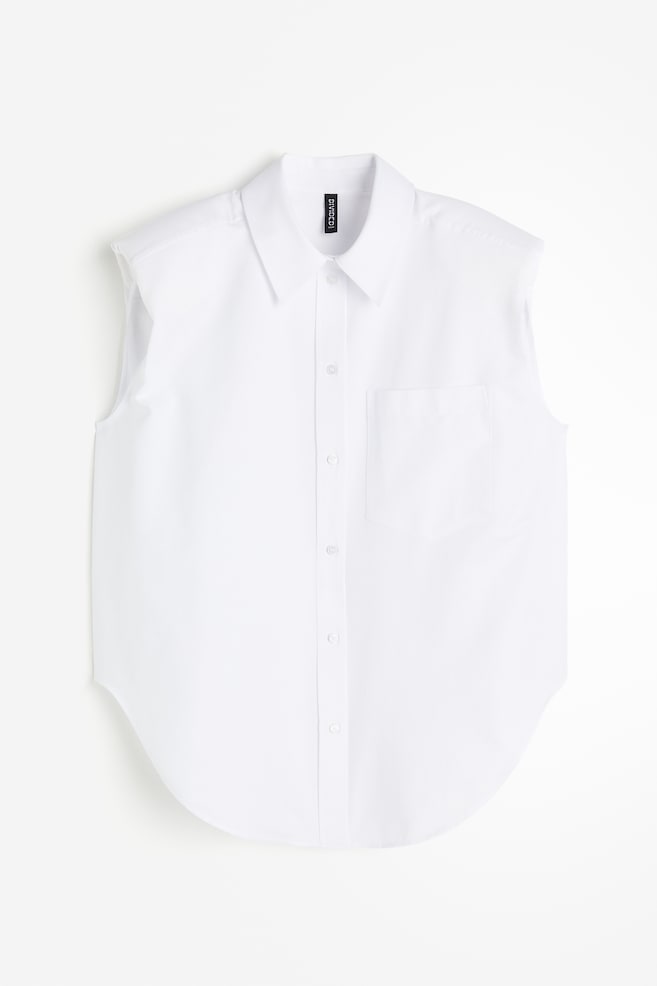 Shoulder-pad sleeveless shirt - White/Light blue - 2