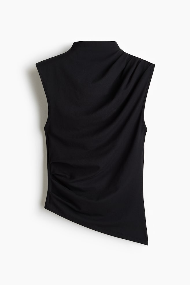 Top asimétrico drapeado - Negro/Gris pardo/Borgoña - 1