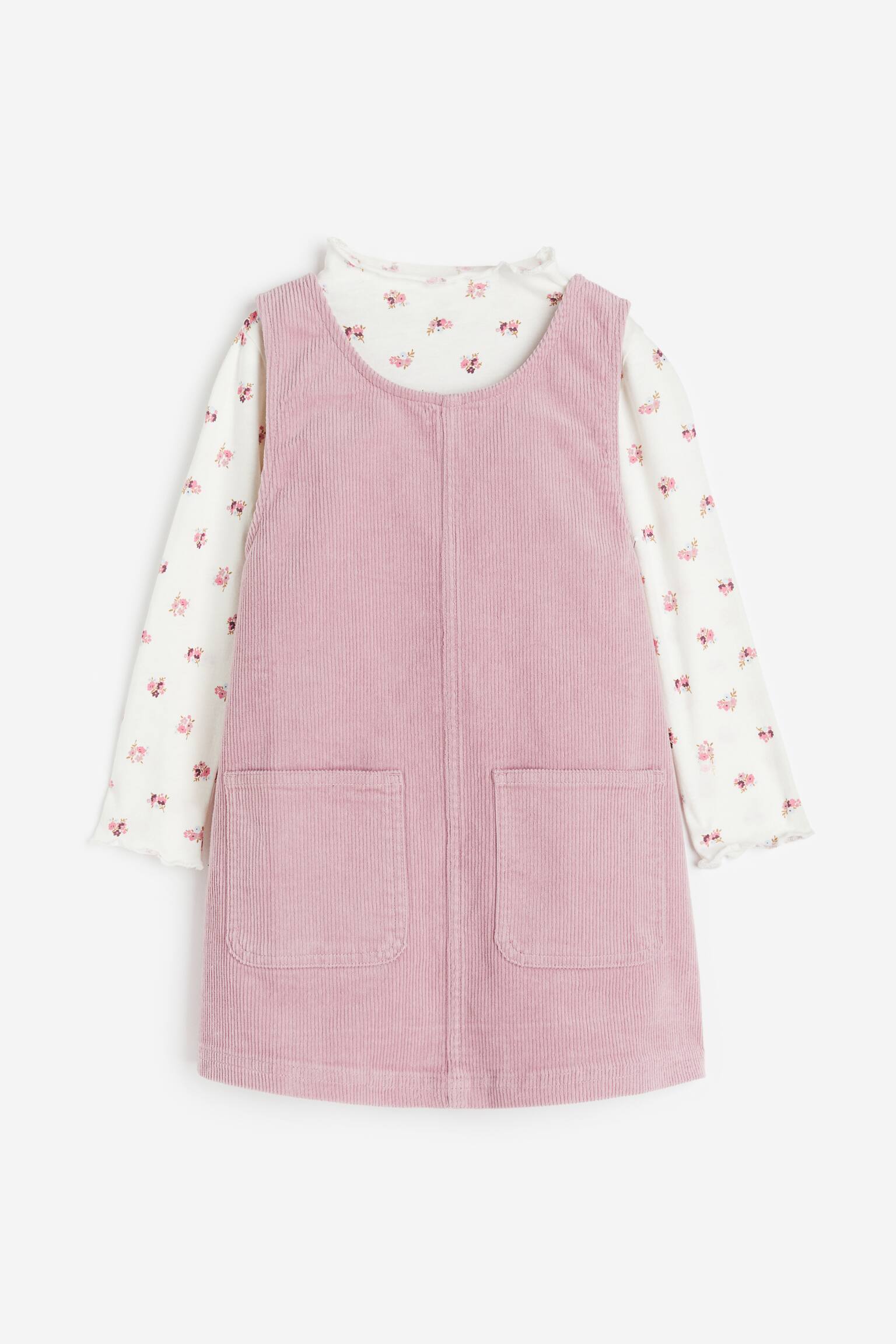 Bộ 2 món áo và váy - Màu hồng/Hoa - 1
