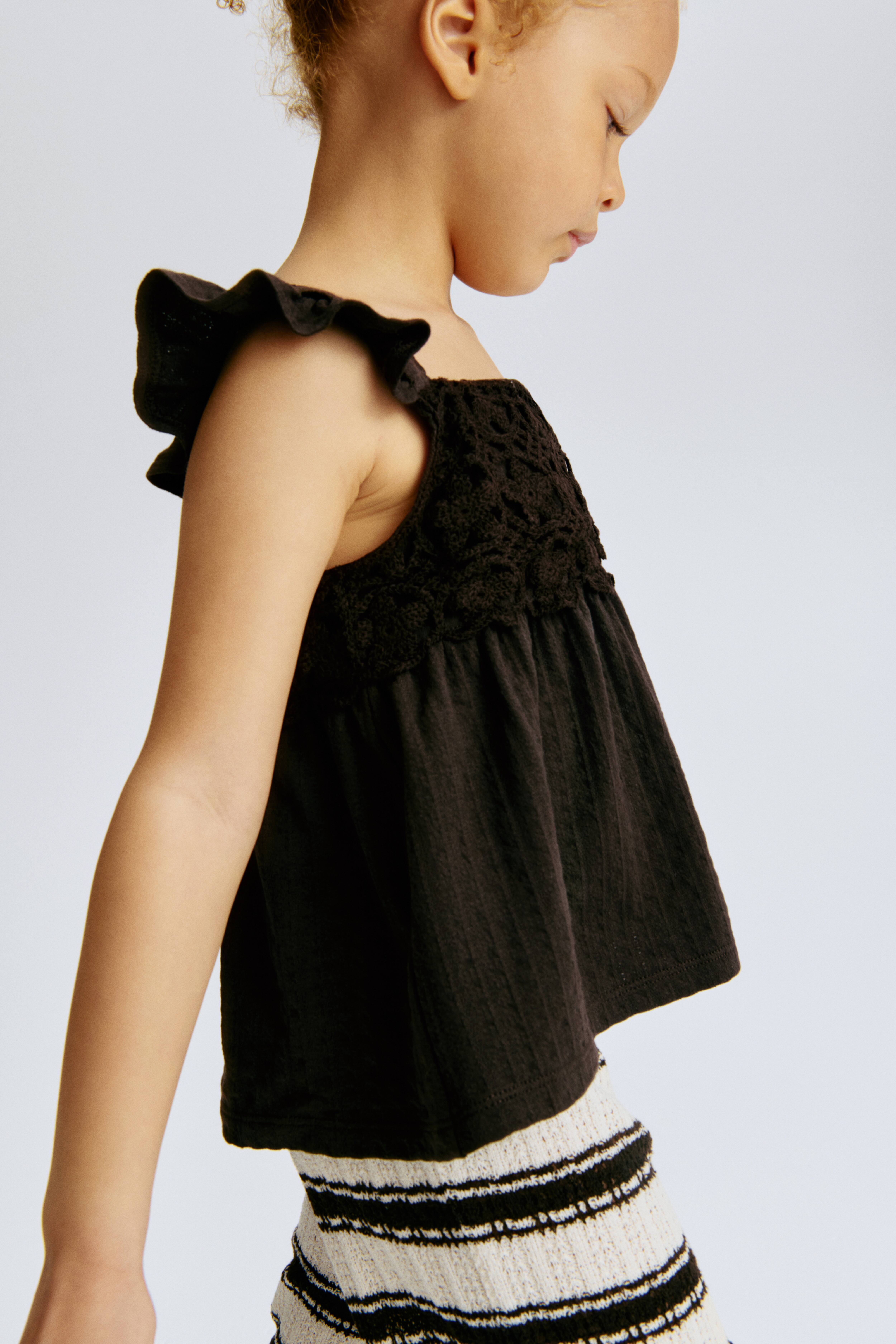 Ruffle-Trimmed Cotton Top