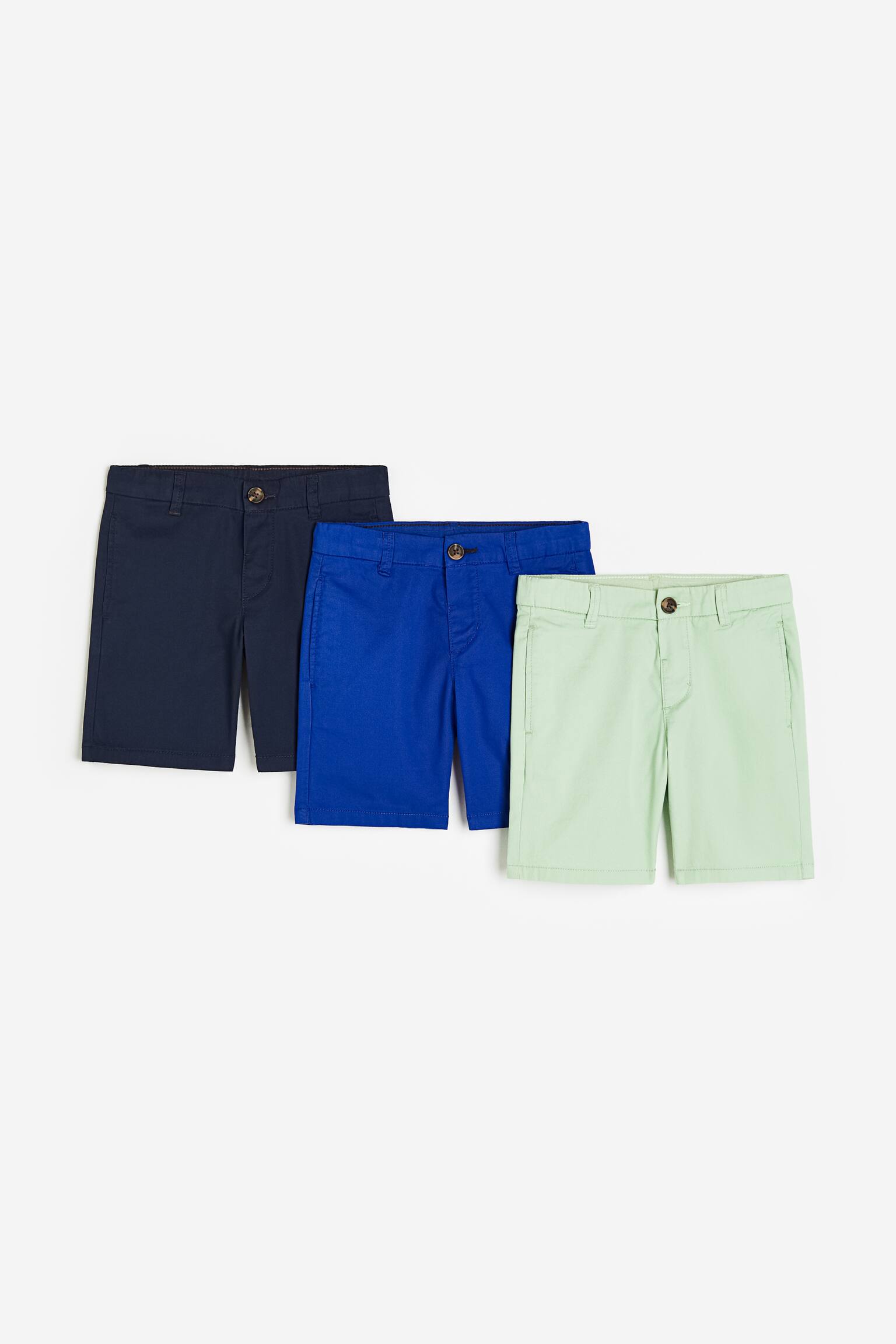 3-pack Chino Shorts - Light green/Bright blue - 1