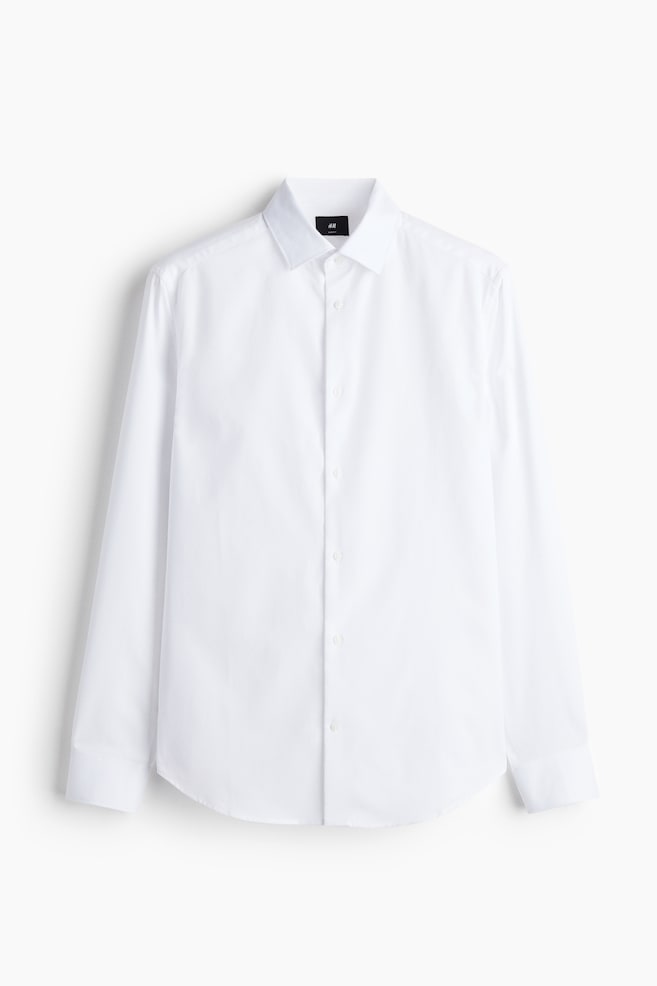 Slim-Fit Cotton Shirt - White/Navy blue/Black/Light blue - 1