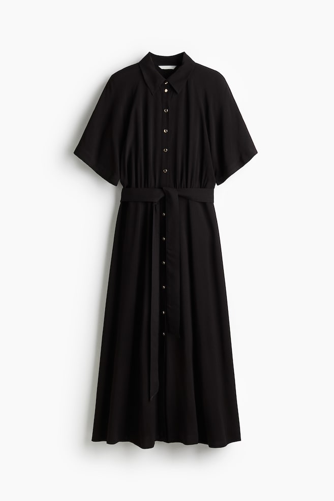 Tie-belt shirt dress - Black/Black/Dark brown/Floral/Bright blue/White patterned/Beige/Leopard print/Dark khaki green/Navy blue/White/Blue patterned/Cream/Zebra print/Black/Floral/Green/Patterned/Blue/White patterned/Dark brown/Floral/Black/White/Burgundy floral/White/Red floral/Cream/Black patterned/Dark beige/Leopard print - 1