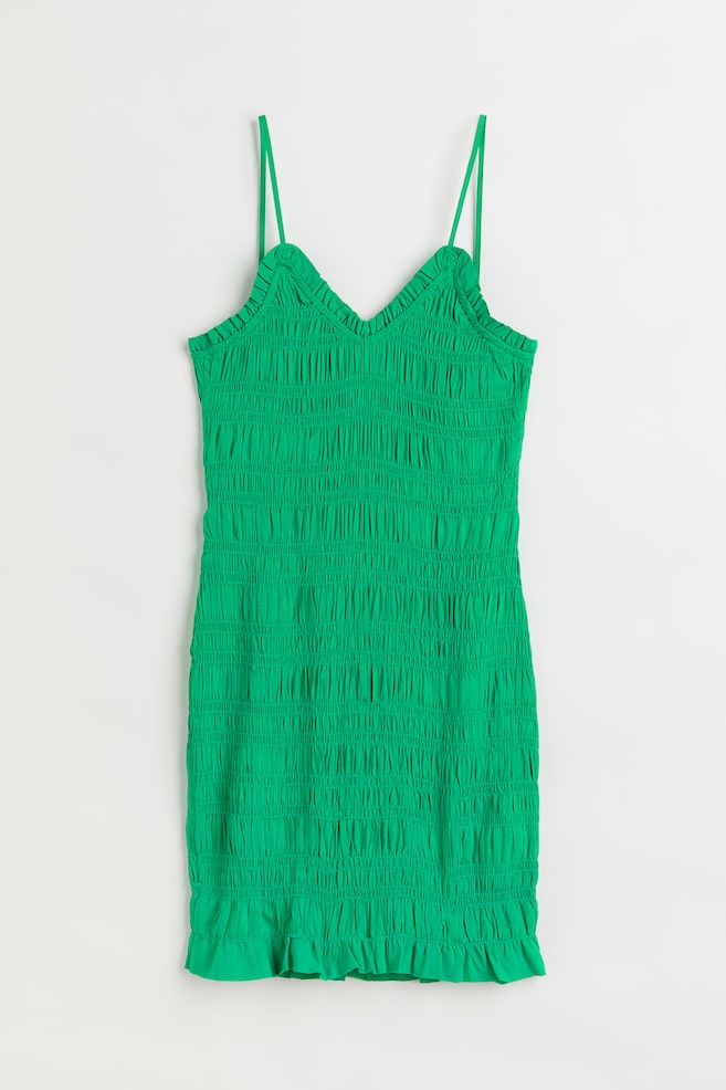 Vestido fruncido - Verde/Rosa - 1