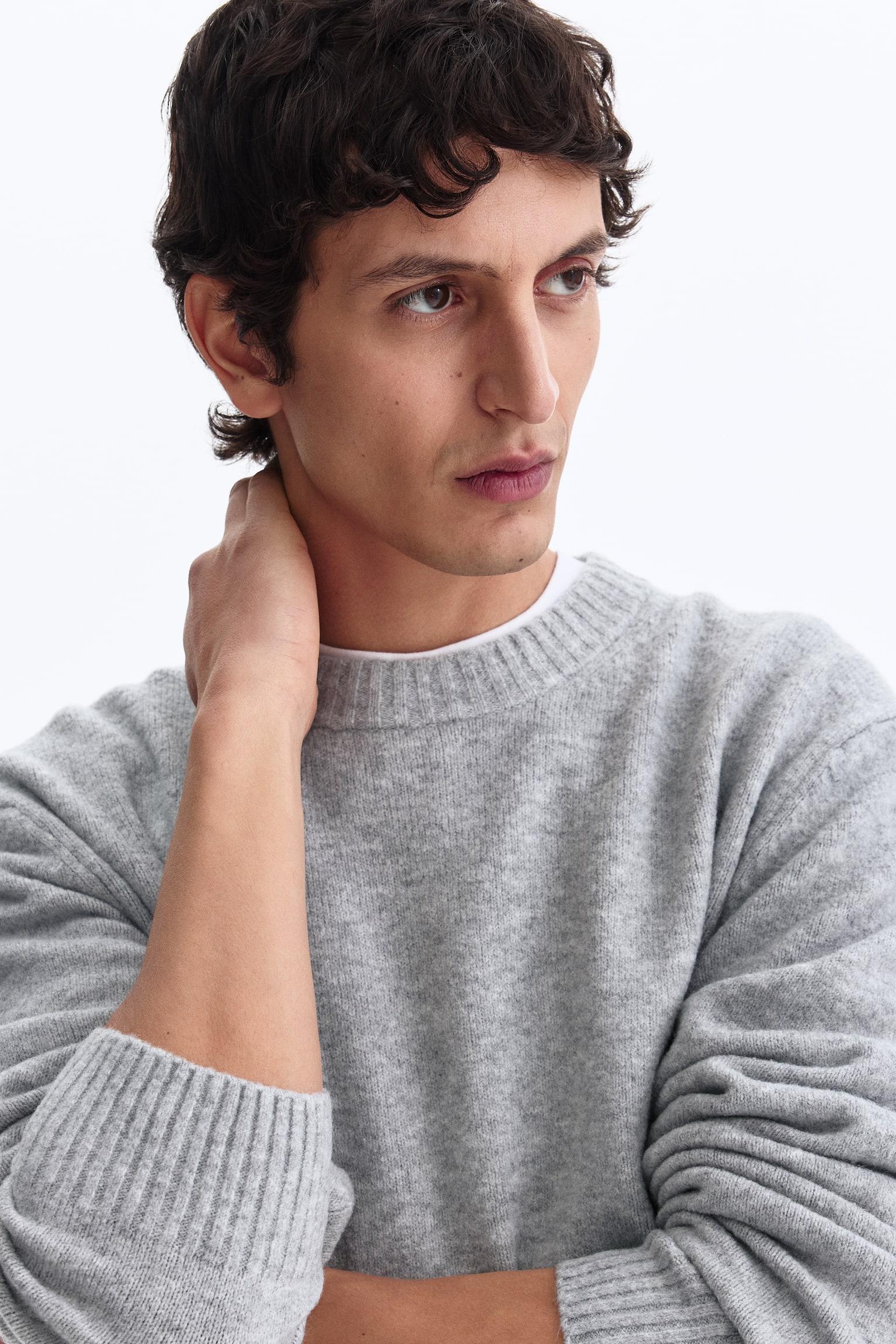 Regular Fit Brushed jumper - Grey marl/Beige marl/Light blue/Burgundy/Dark grey - 1