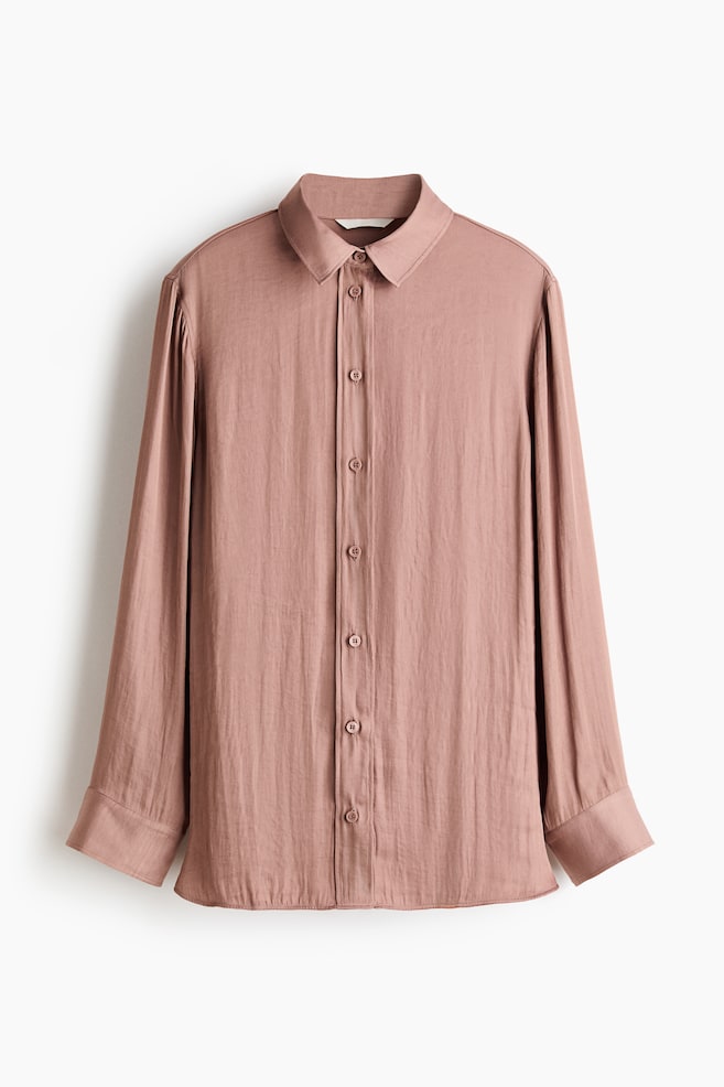 Oversized hemd - Taupe/Roze - 1
