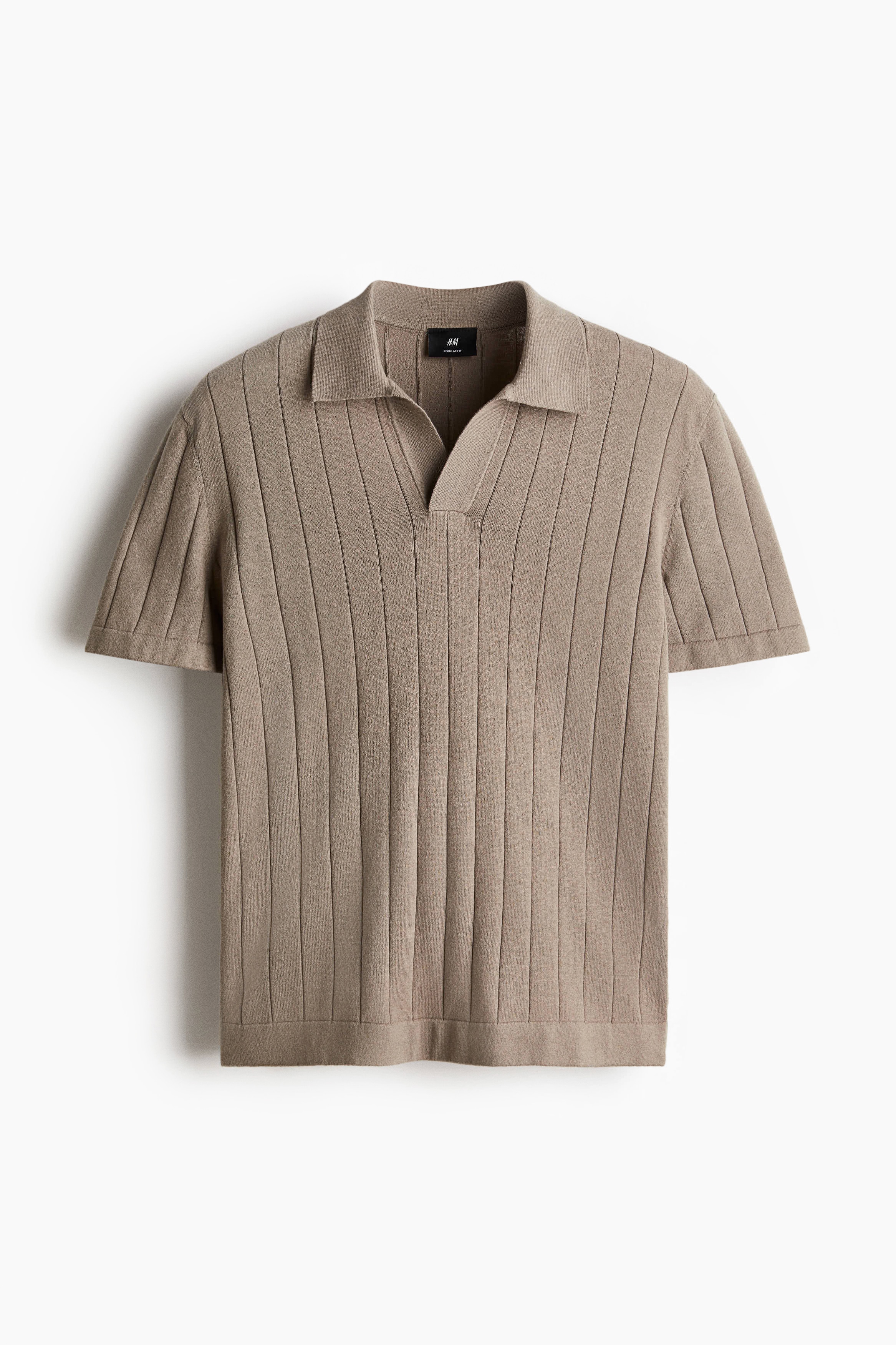 Polo in misto lino Regular Fit - Talpa/Crema/Verde salvia