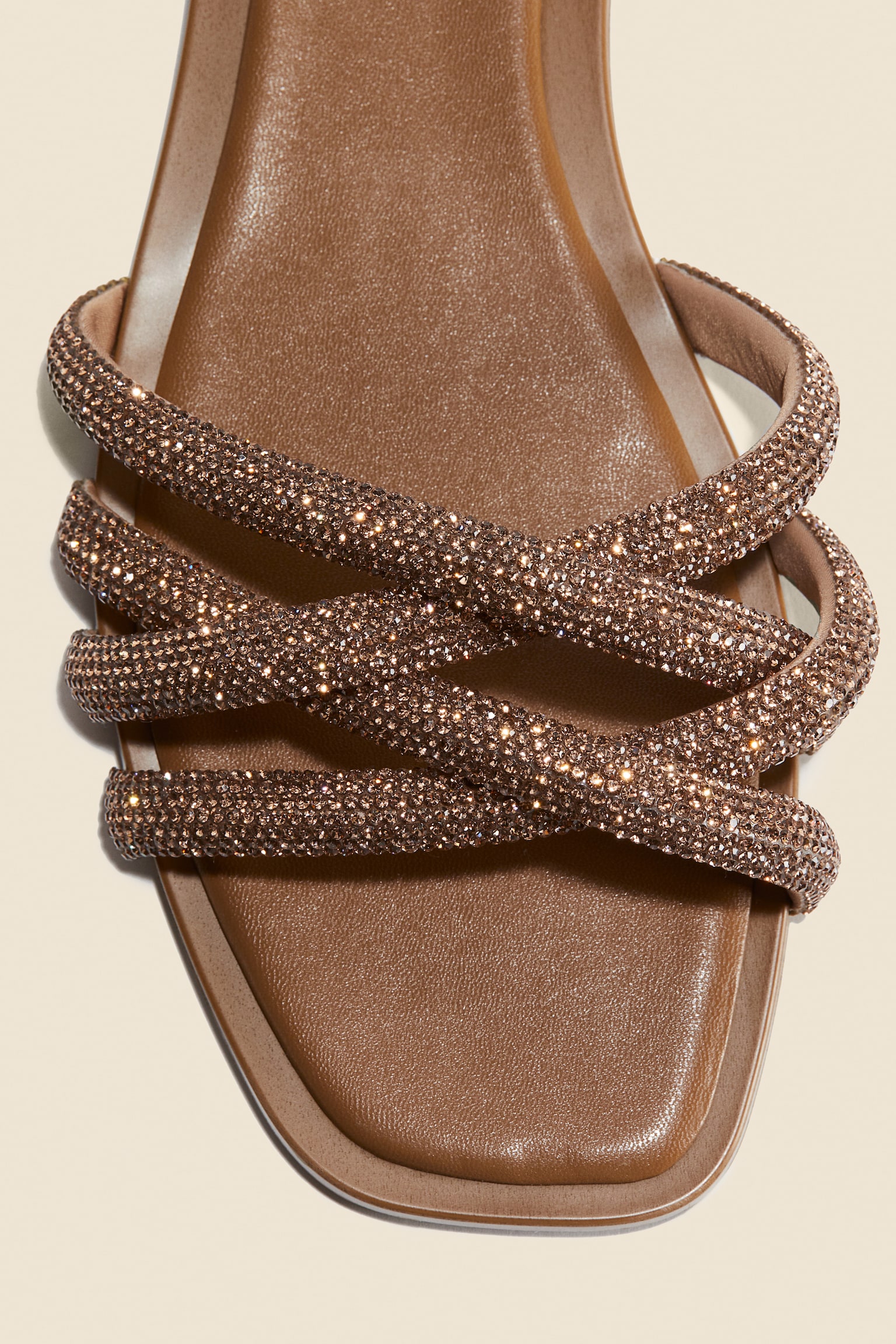 Rhinestone Detail Sandals - Bronze colour/Black - 3