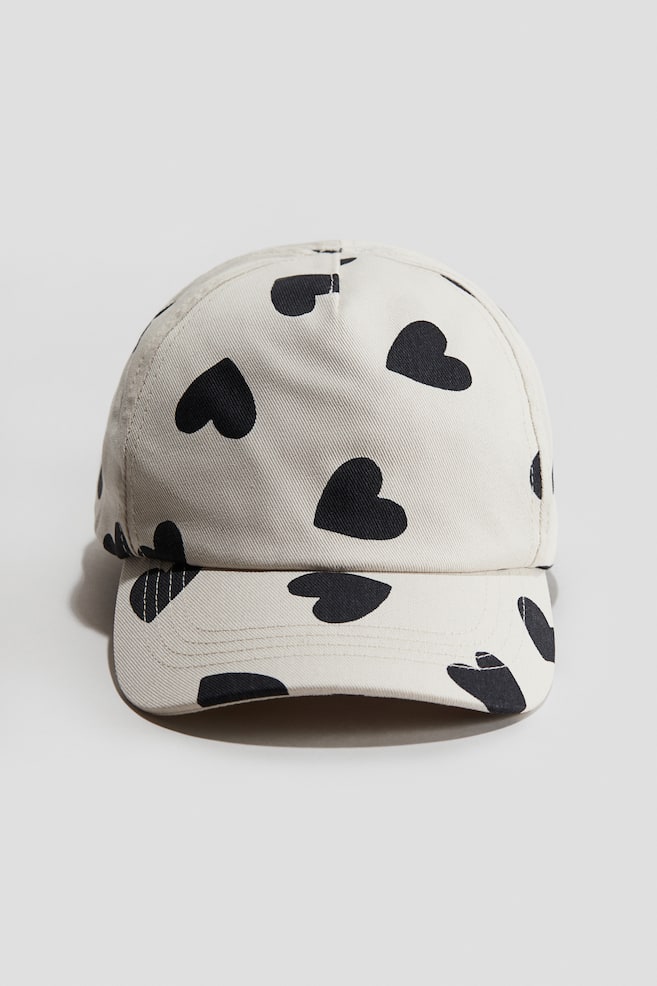 Printed Cotton Cap - White/hearts/White/cherries - 1
