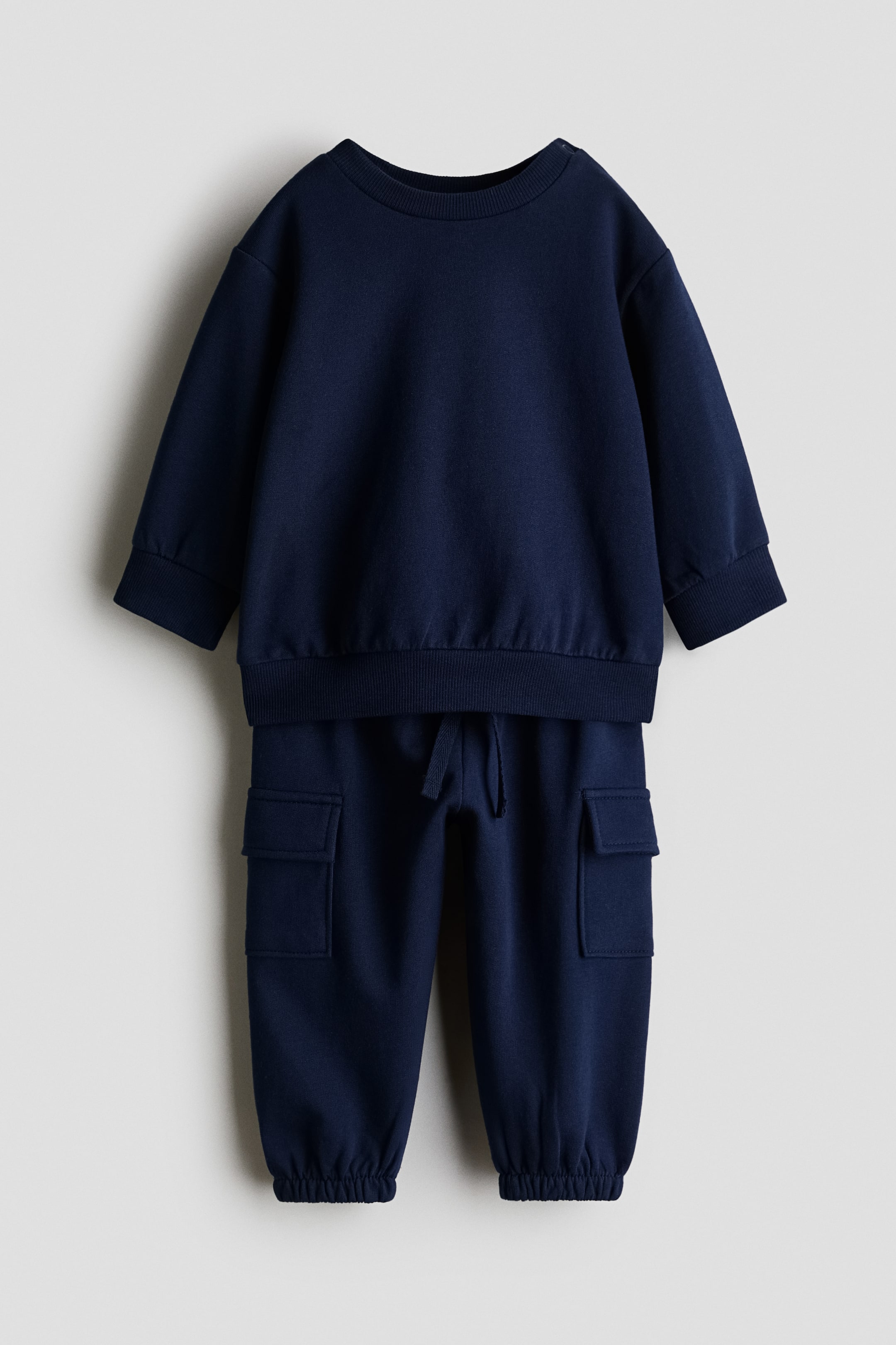 View larger image: 2-piece brushed-inside sweatshirt set - Navy blue - Kids | H&M 1